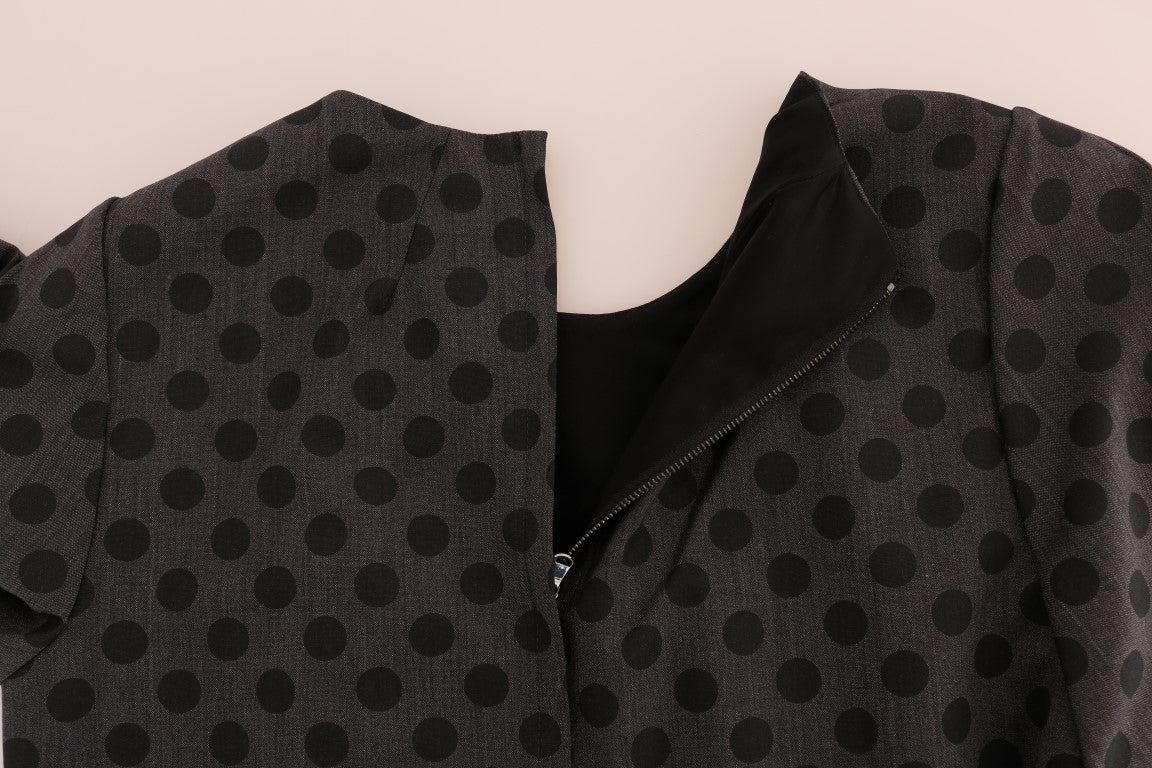 Dolce & Gabbana grey polka dot stretch wool dress-5