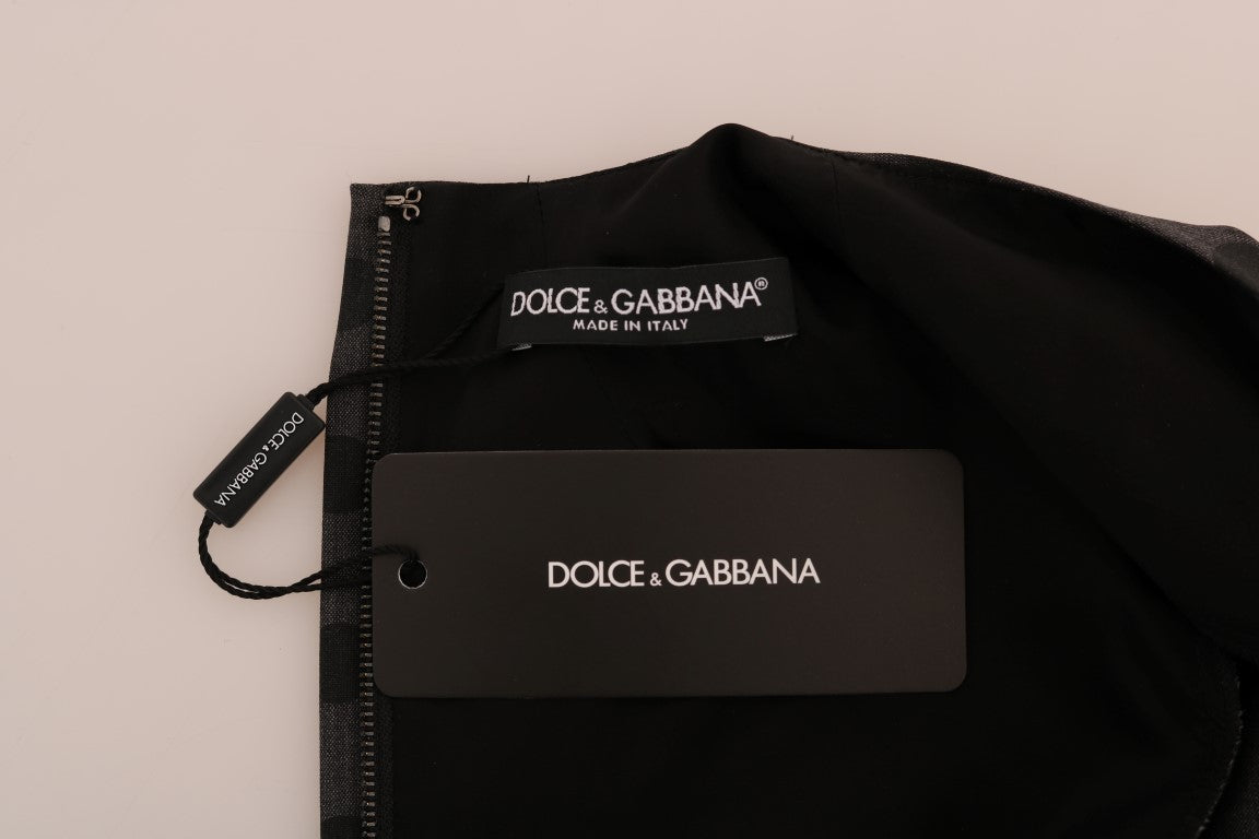 Dolce & Gabbana grey polka dot stretch wool dress-7