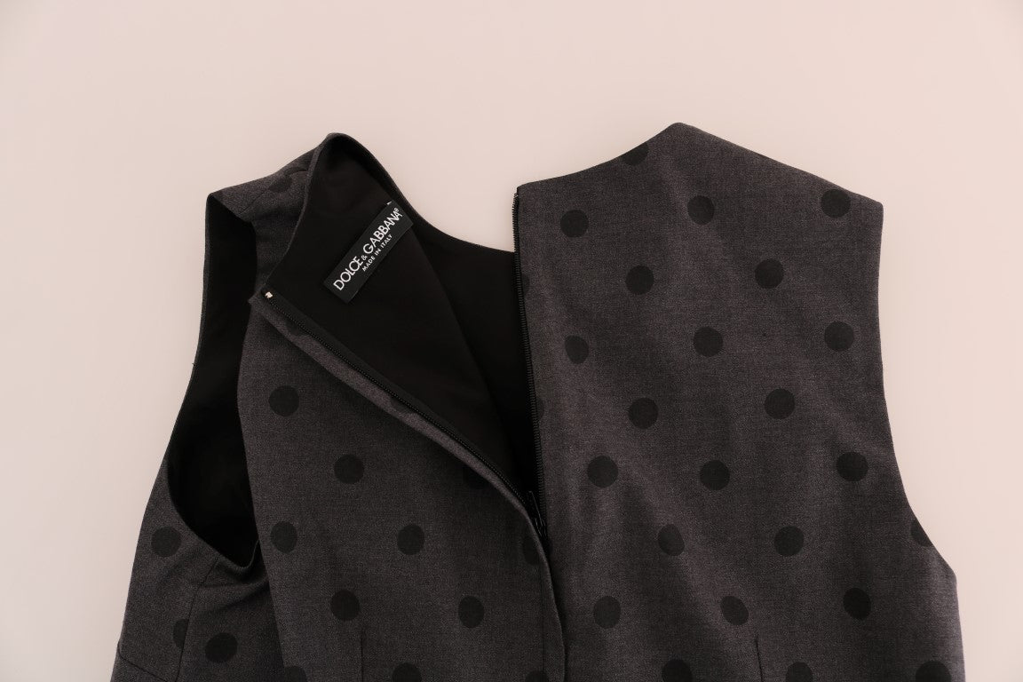 Dolce & Gabbana grey polka dot sheath dress in wool-5