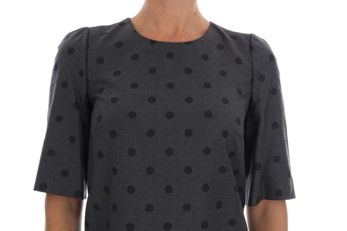 Dolce & Gabbana grey polka dot sheath dress in wool-4