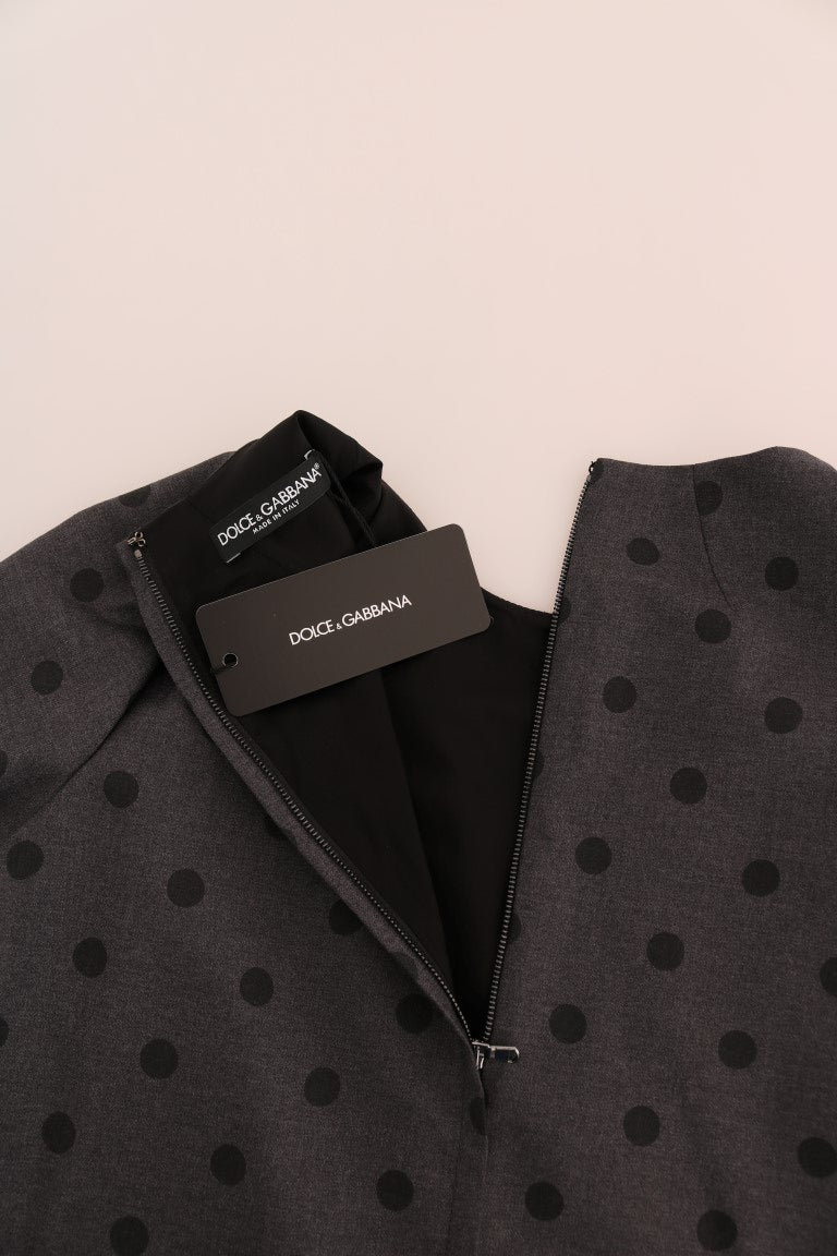 Dolce & Gabbana grey polka dot sheath dress in wool-5