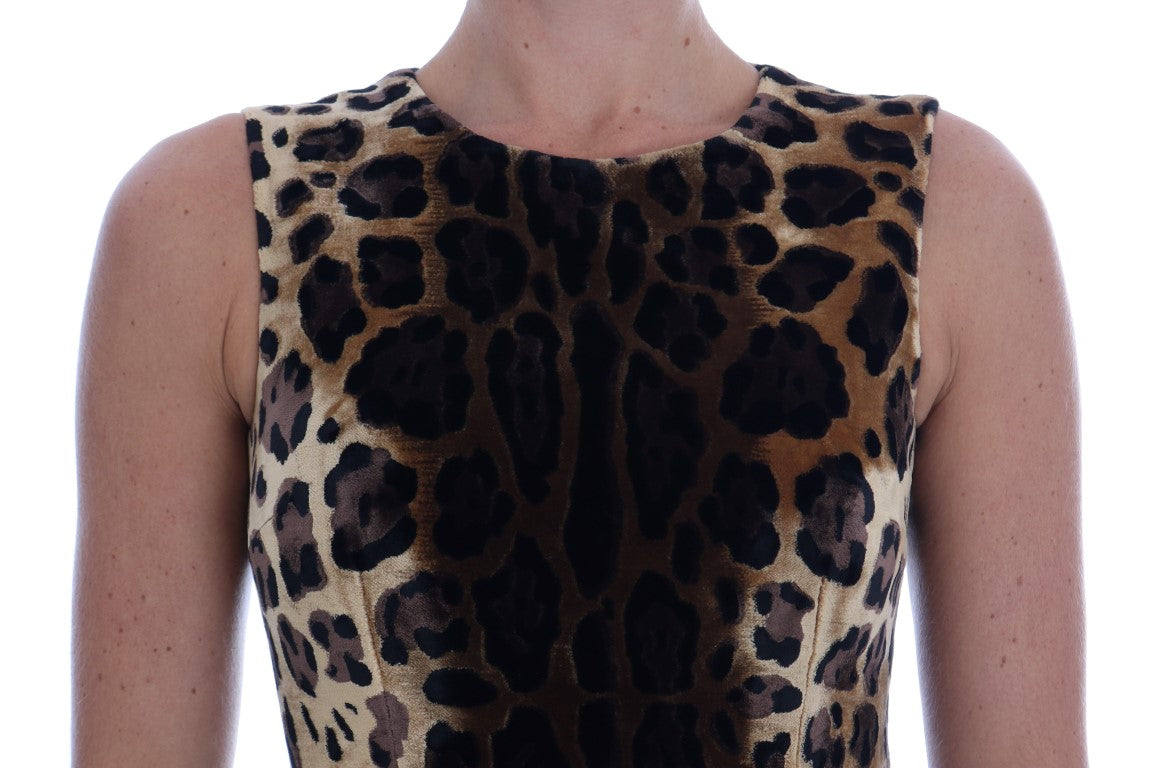 Dolce & Gabbana brown silk coat dress with leopard print-4