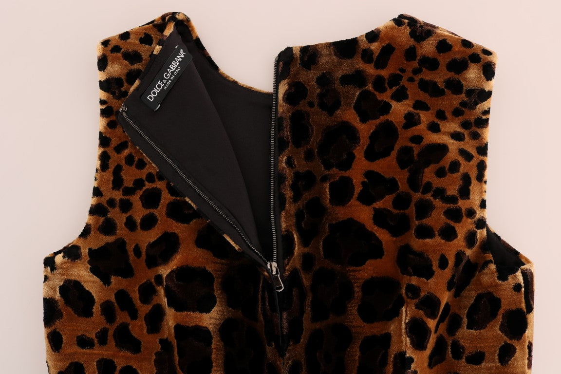 Dolce & Gabbana brown silk coat dress with leopard print-5