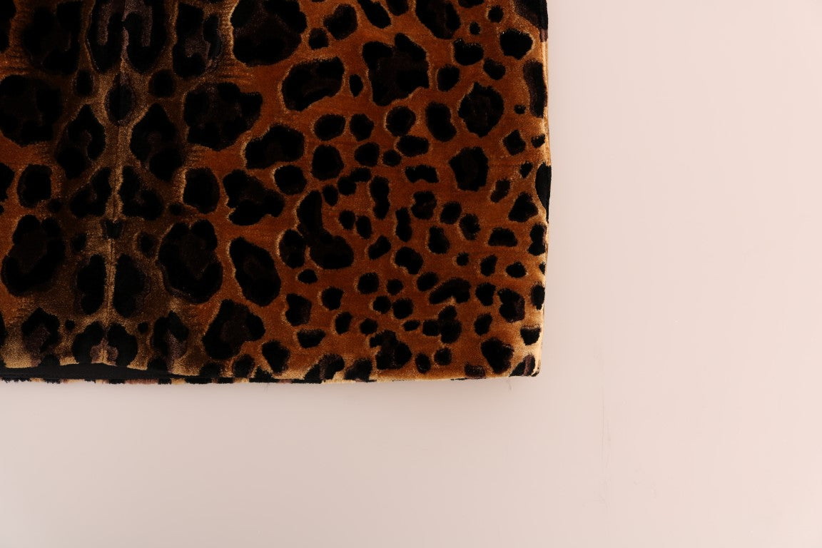 Dolce & Gabbana brown silk coat dress with leopard print-6
