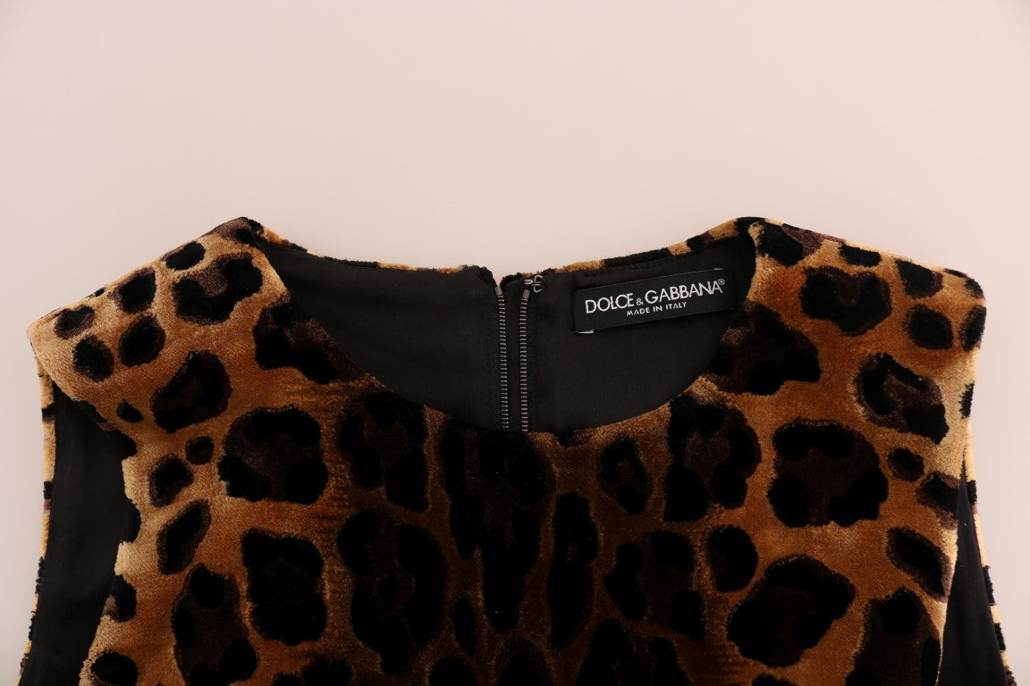 Dolce & Gabbana brown silk coat dress with leopard print-7
