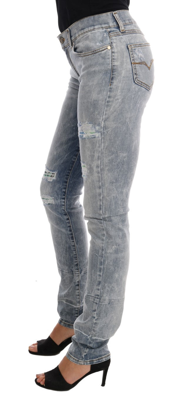 Versace Jeans Blue Wash Ripped Stretch Slim Fit Jeans-2
