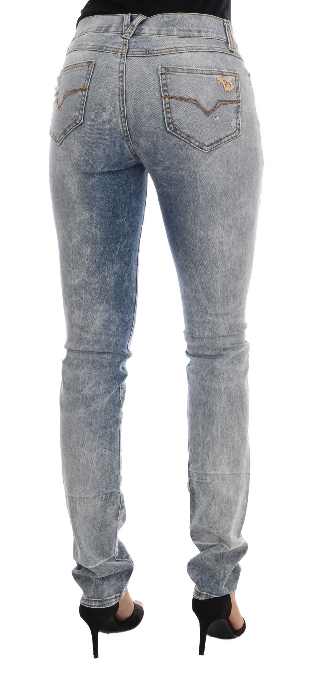 Versace Jeans Blue Wash Ripped Stretch Slim Fit Jeans-3