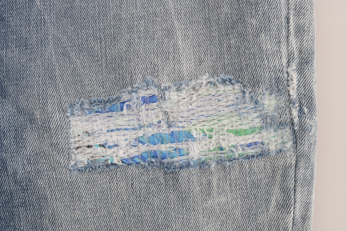 Versace Jeans Blue Wash Ripped Stretch Slim Fit Jeans-8
