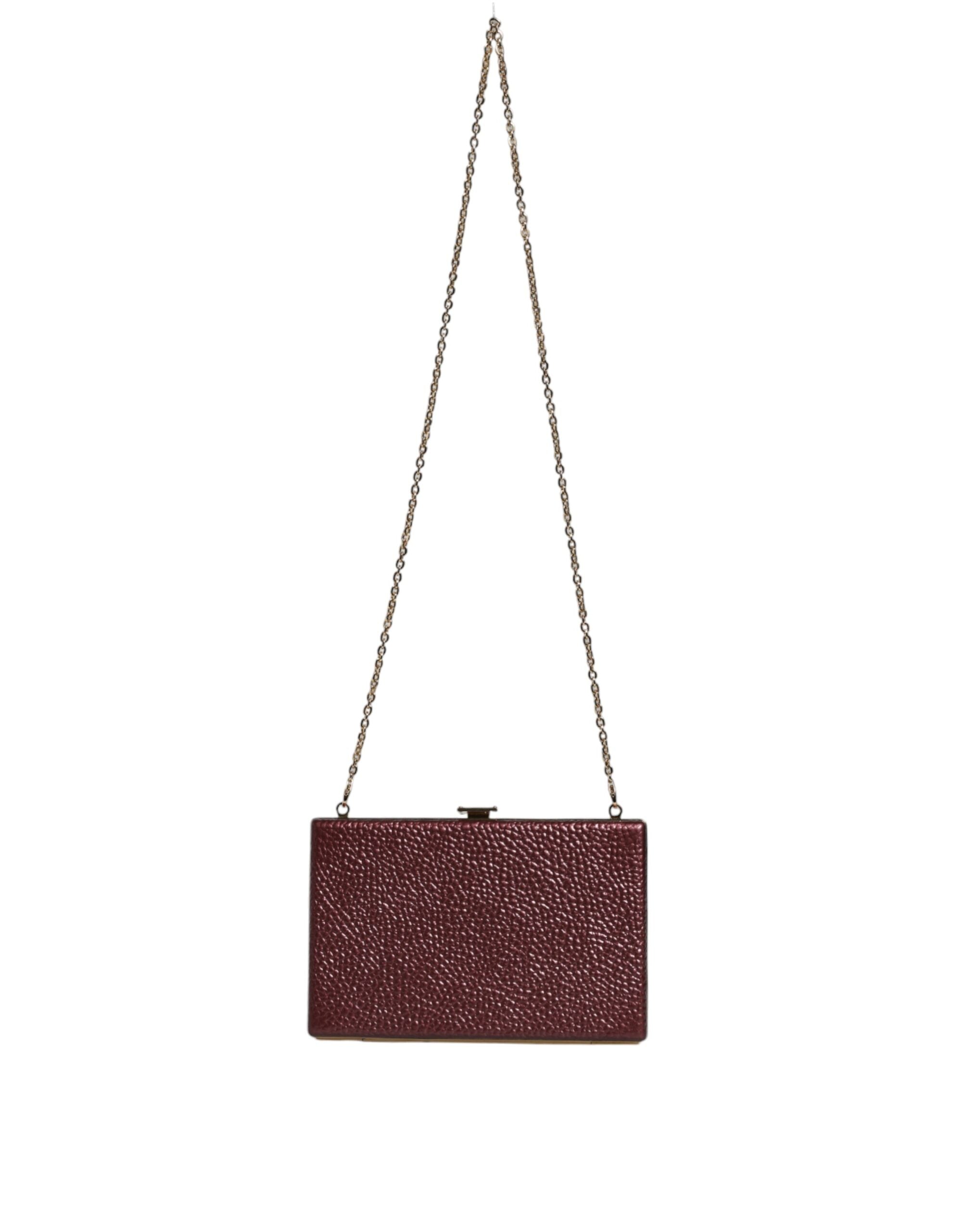 Dolce & Gabbana Maroon Leder Clutch Abend Crossbody Tasche-2