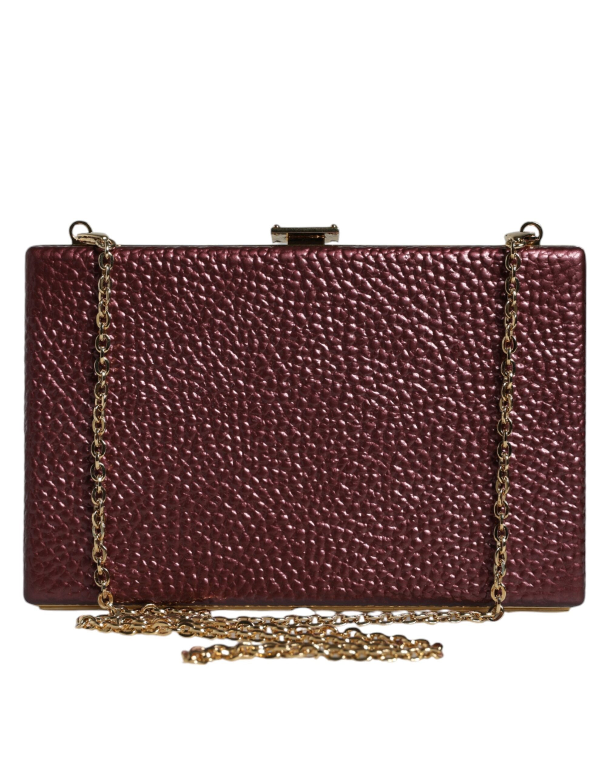 Dolce & Gabbana Maroon Leder Clutch Abend Crossbody Tasche-3