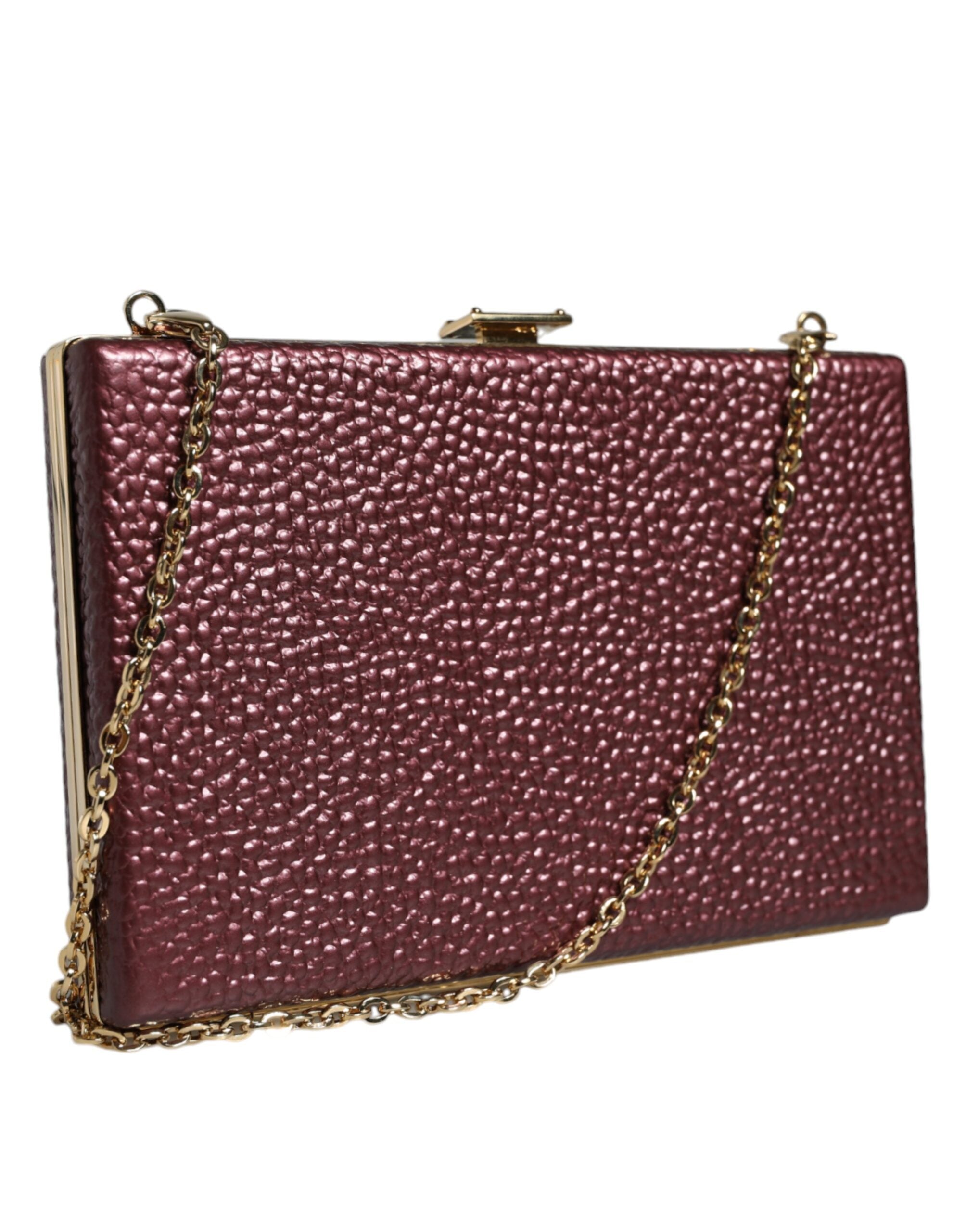 Dolce & Gabbana Maroon Leder Clutch Abend Crossbody Tasche-4