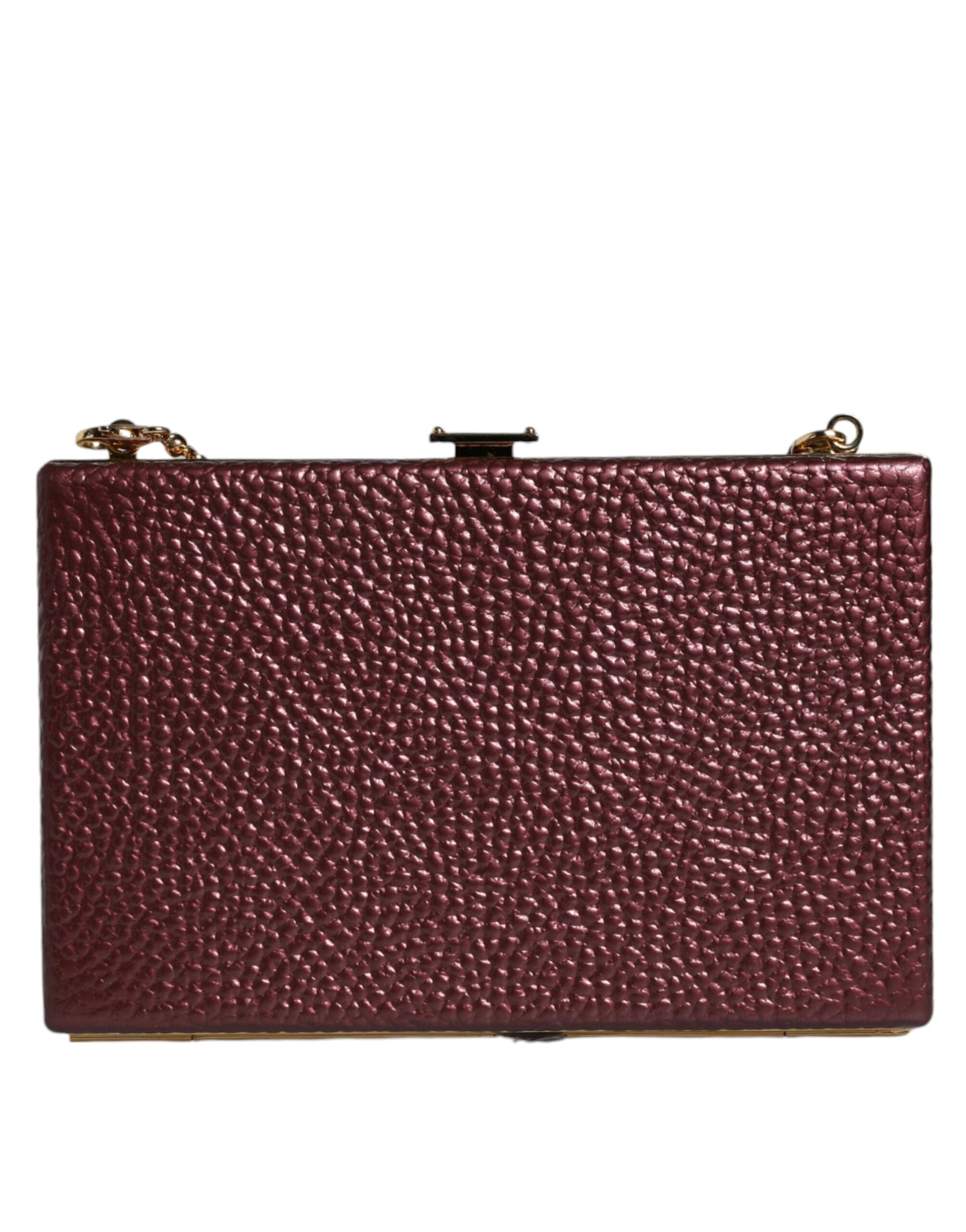Dolce & Gabbana Maroon Leder Clutch Abend Crossbody Tasche-5