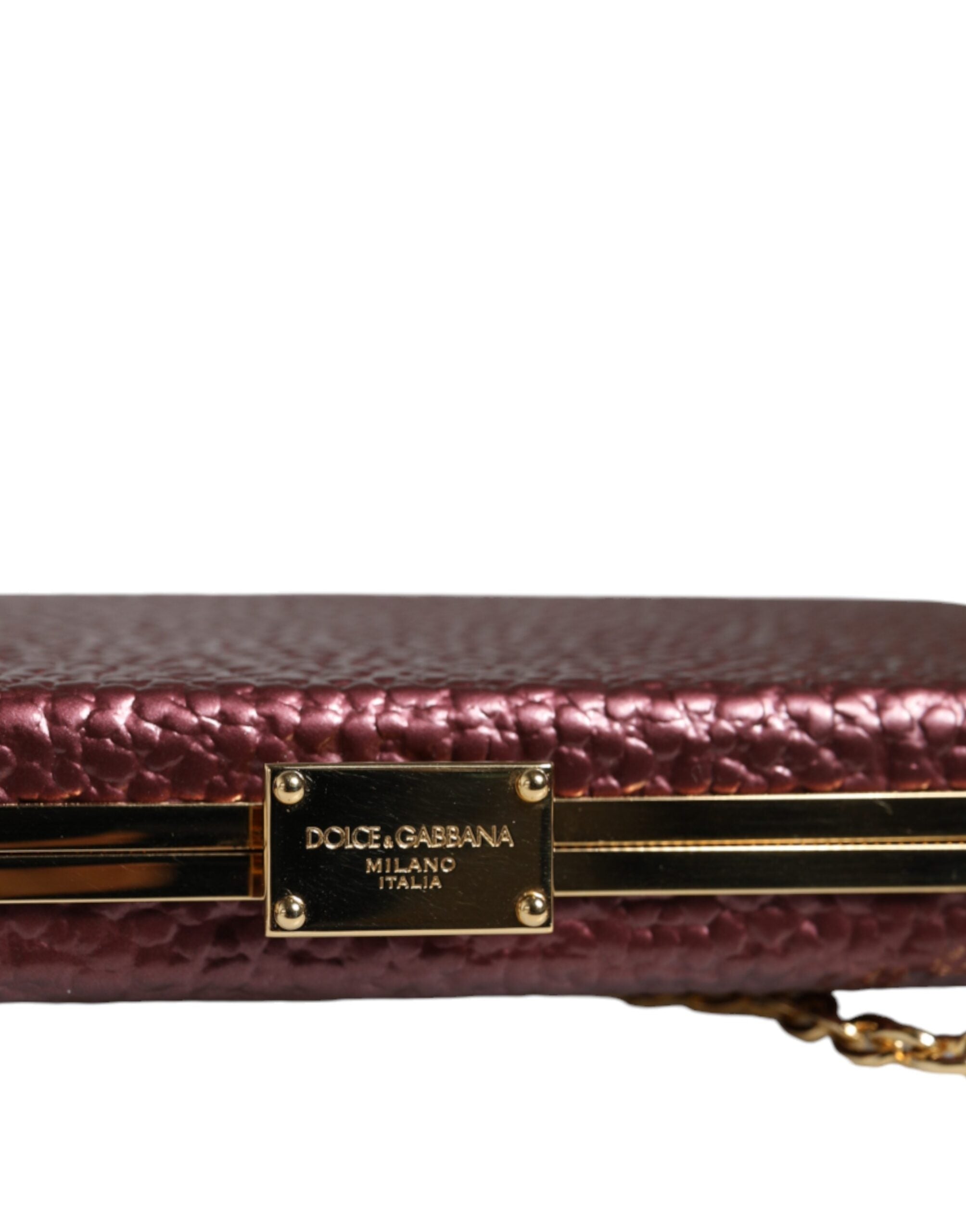 Dolce & Gabbana Maroon Leder Clutch Abend Crossbody Tasche-8