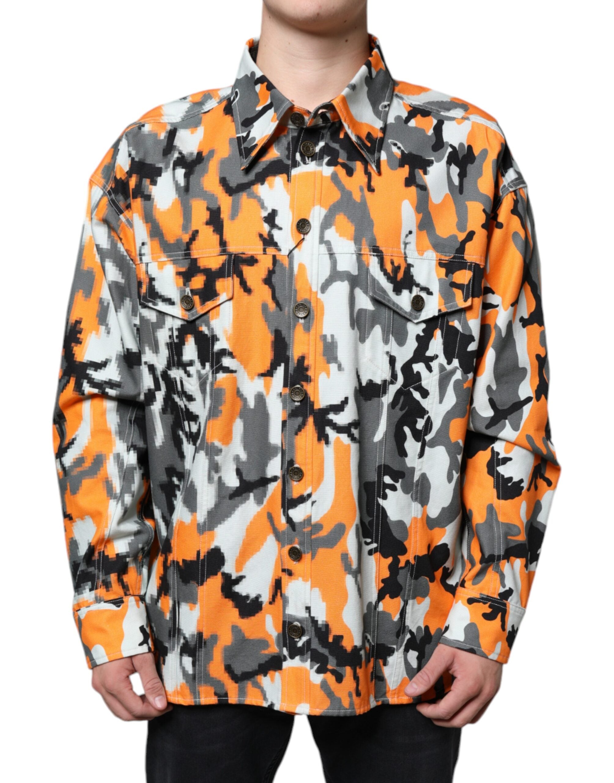 Dolce & Gabbana multicoloured camouflage jacket in cotton denim with collar