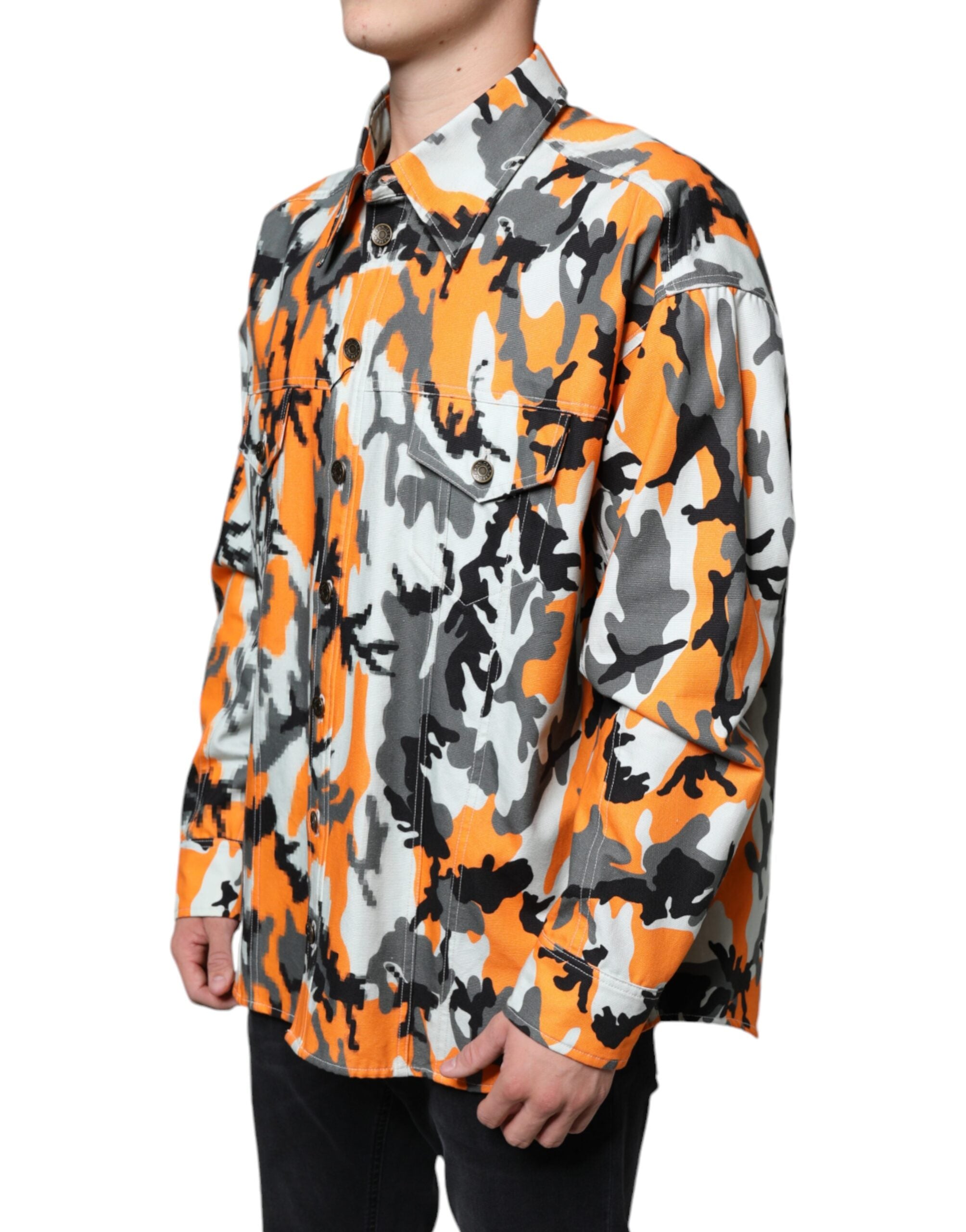 Dolce & Gabbana multicoloured camouflage jacket in cotton denim with collar-3