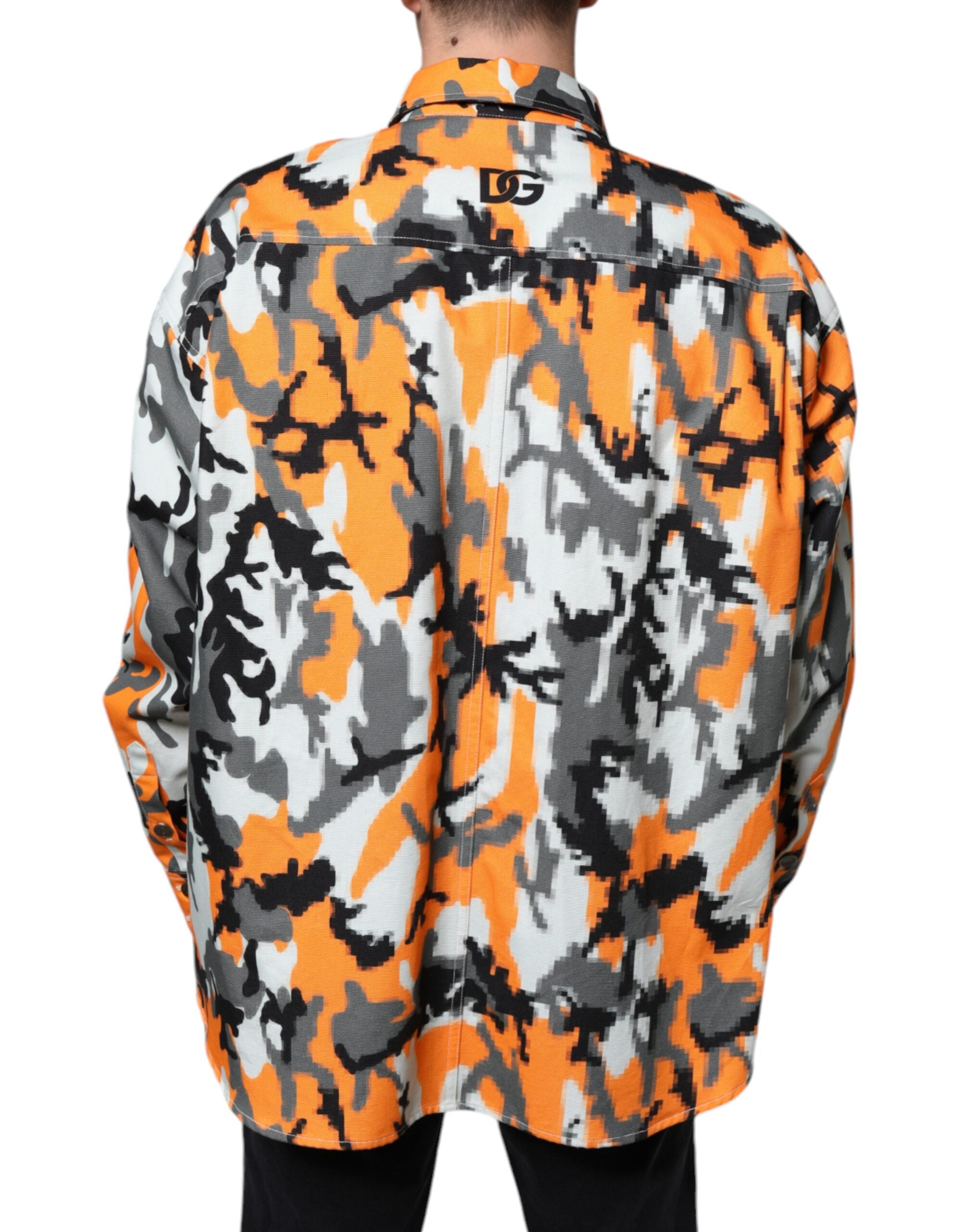 Dolce & Gabbana multicoloured camouflage jacket in cotton denim with collar-4