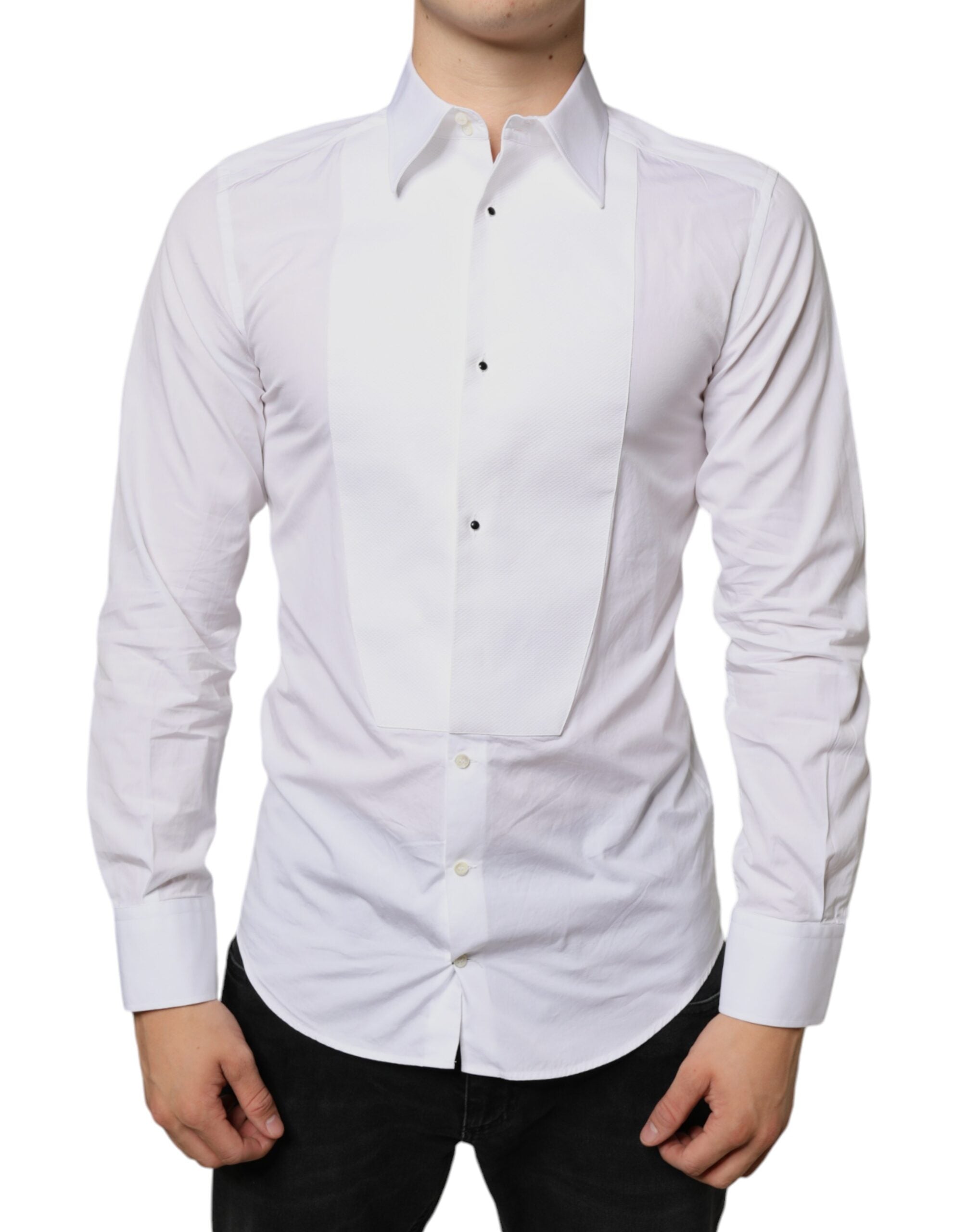 Dolce & Gabbana Weißes Latzhemd aus Baumwollpopeline für formelle Anlässe-1