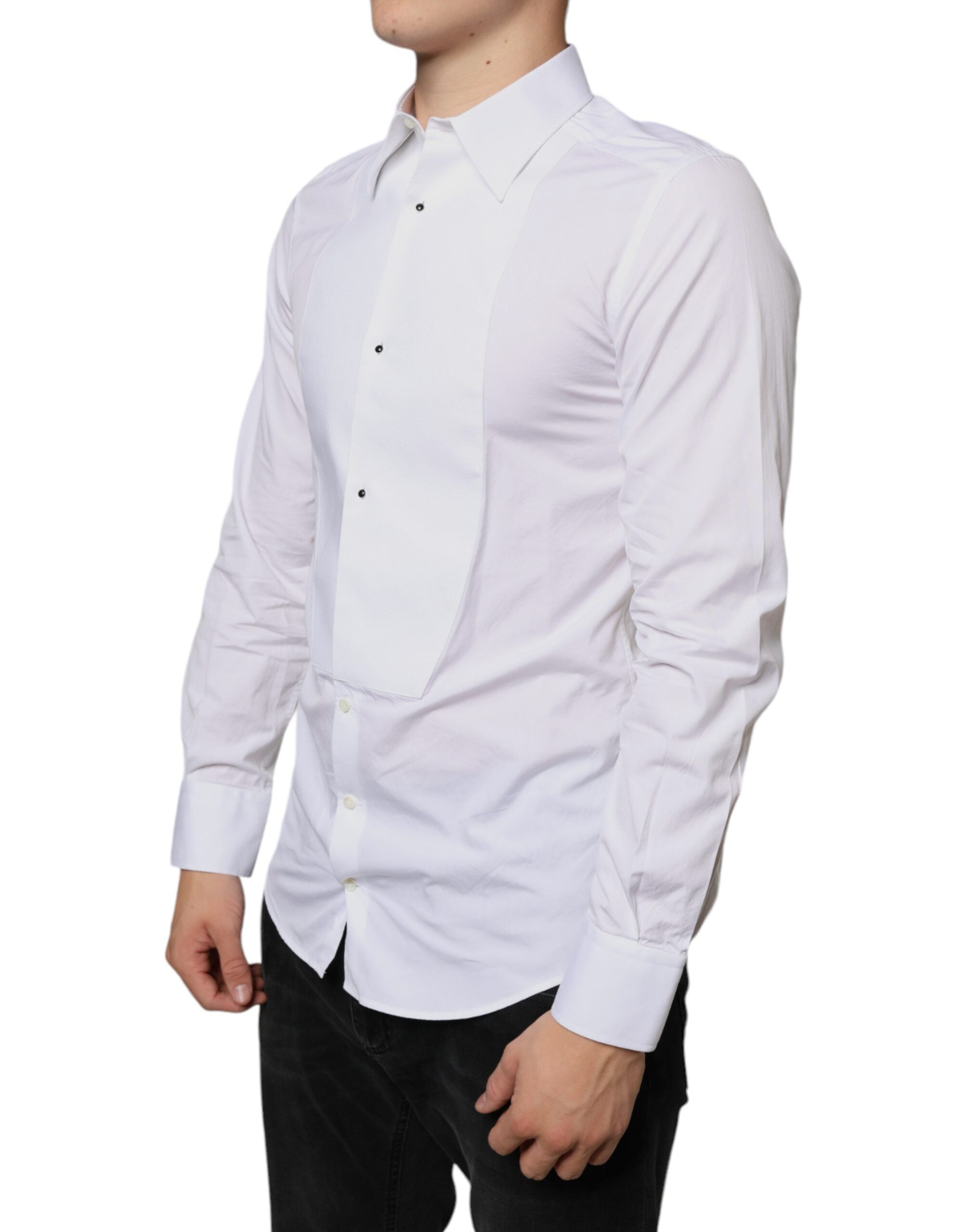 Dolce & Gabbana Weißes Latzhemd aus Baumwollpopeline für formelle Anlässe-3