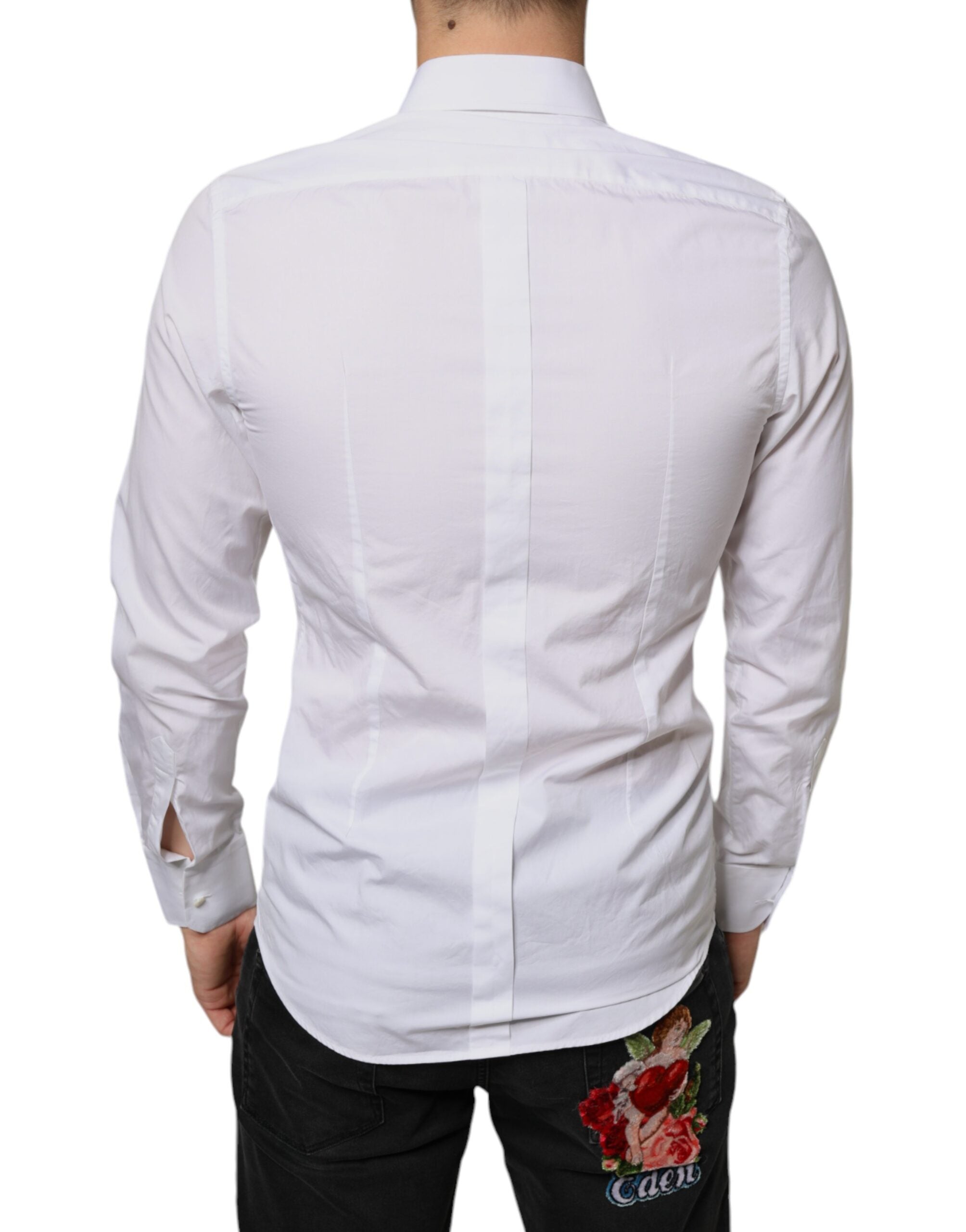 Dolce & Gabbana Weißes Latzhemd aus Baumwollpopeline für formelle Anlässe-4