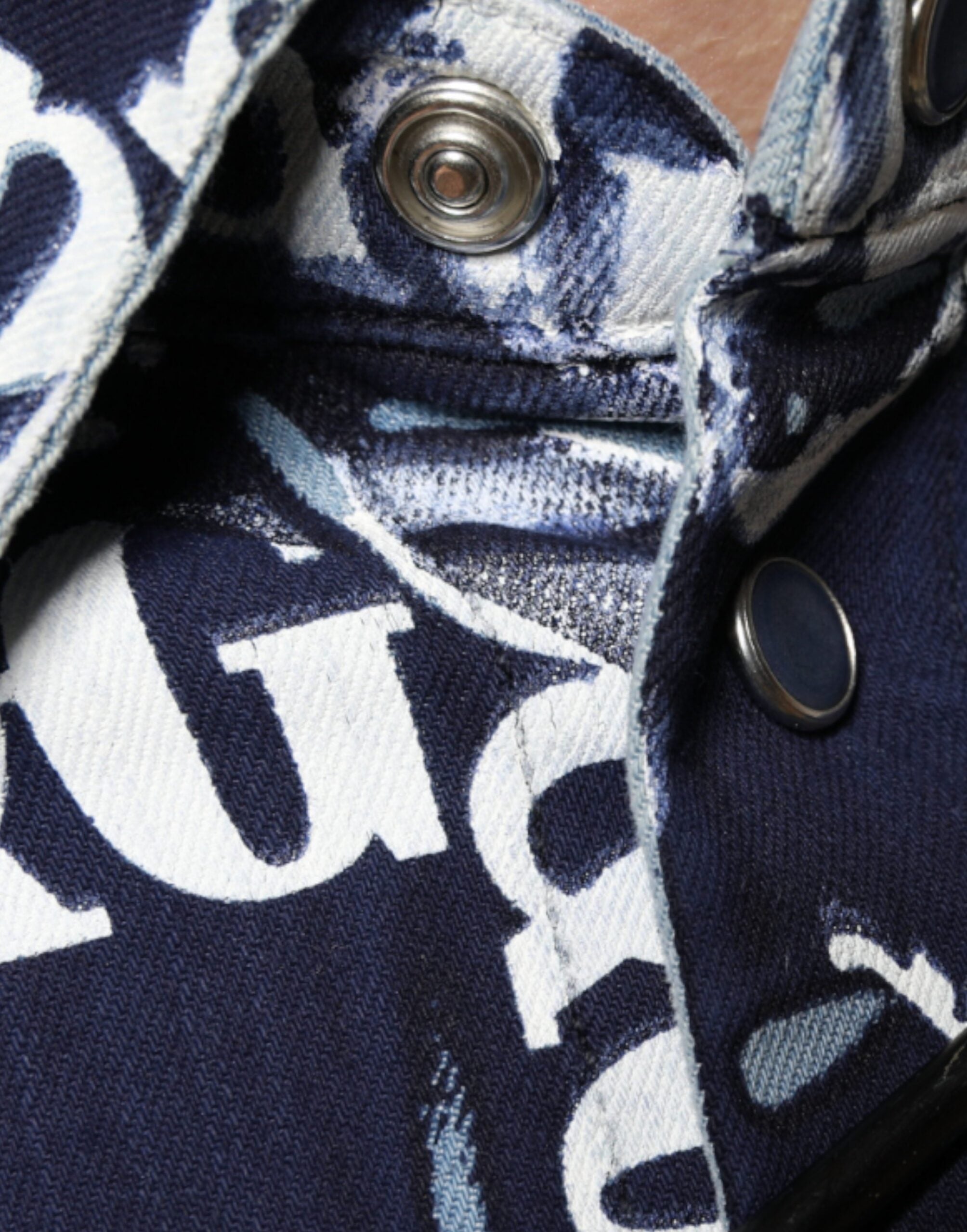 Dolce & Gabbana Blaue Krone Logo Print Slim Fit Baumwollhemd-8