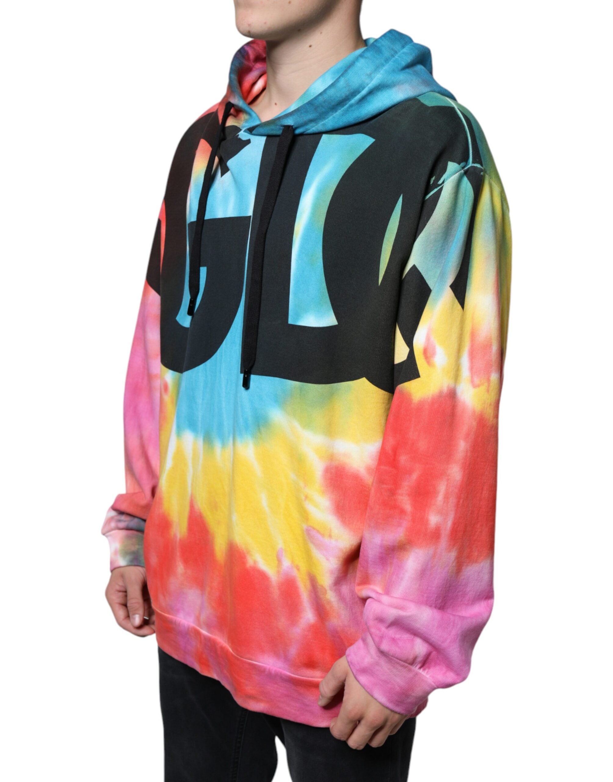 Dolce & Gabbana Multicolor Tie Dye Hooded Sweatshirt Pullover-3