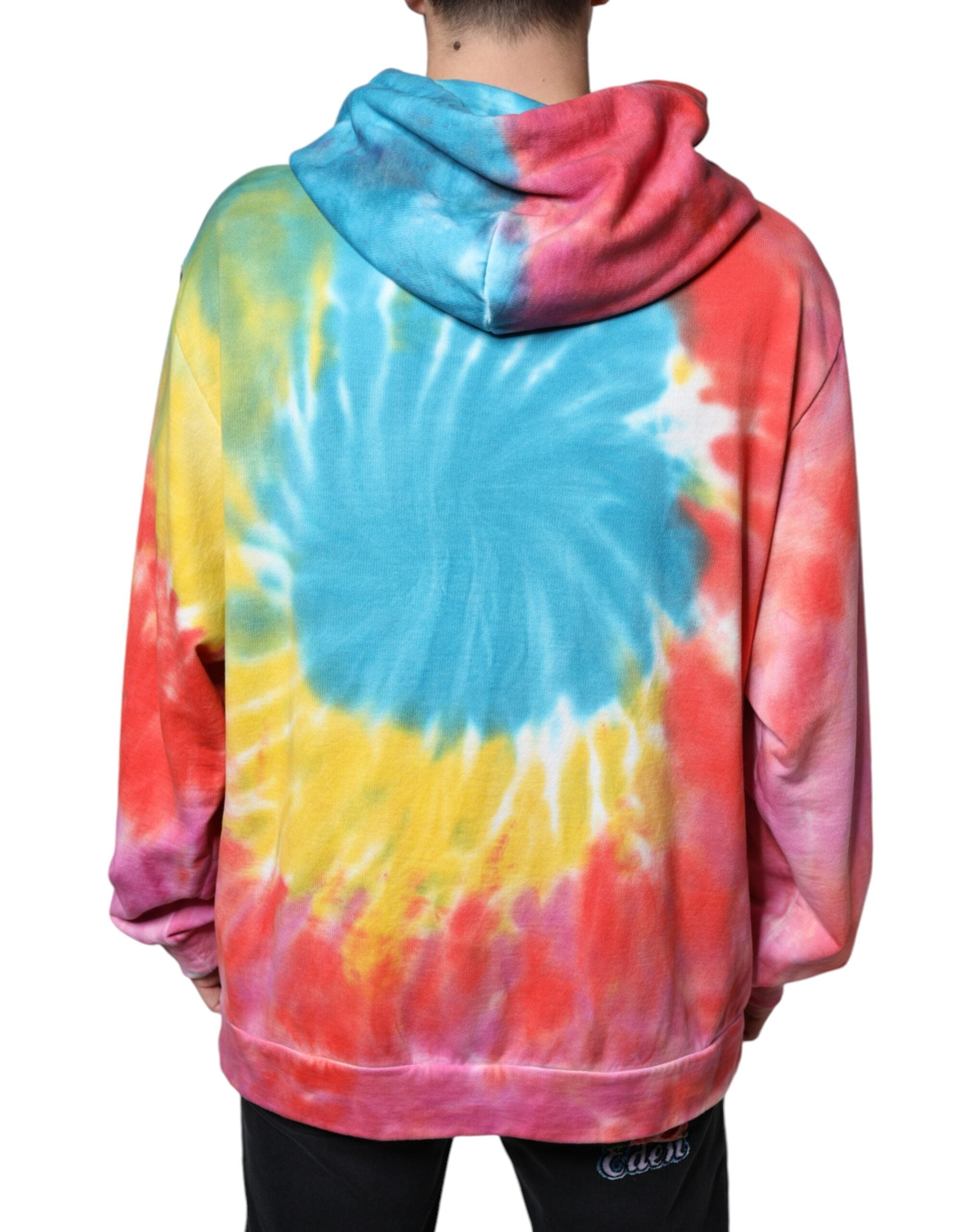 Dolce & Gabbana Multicolor Tie Dye Hooded Sweatshirt Pullover-4