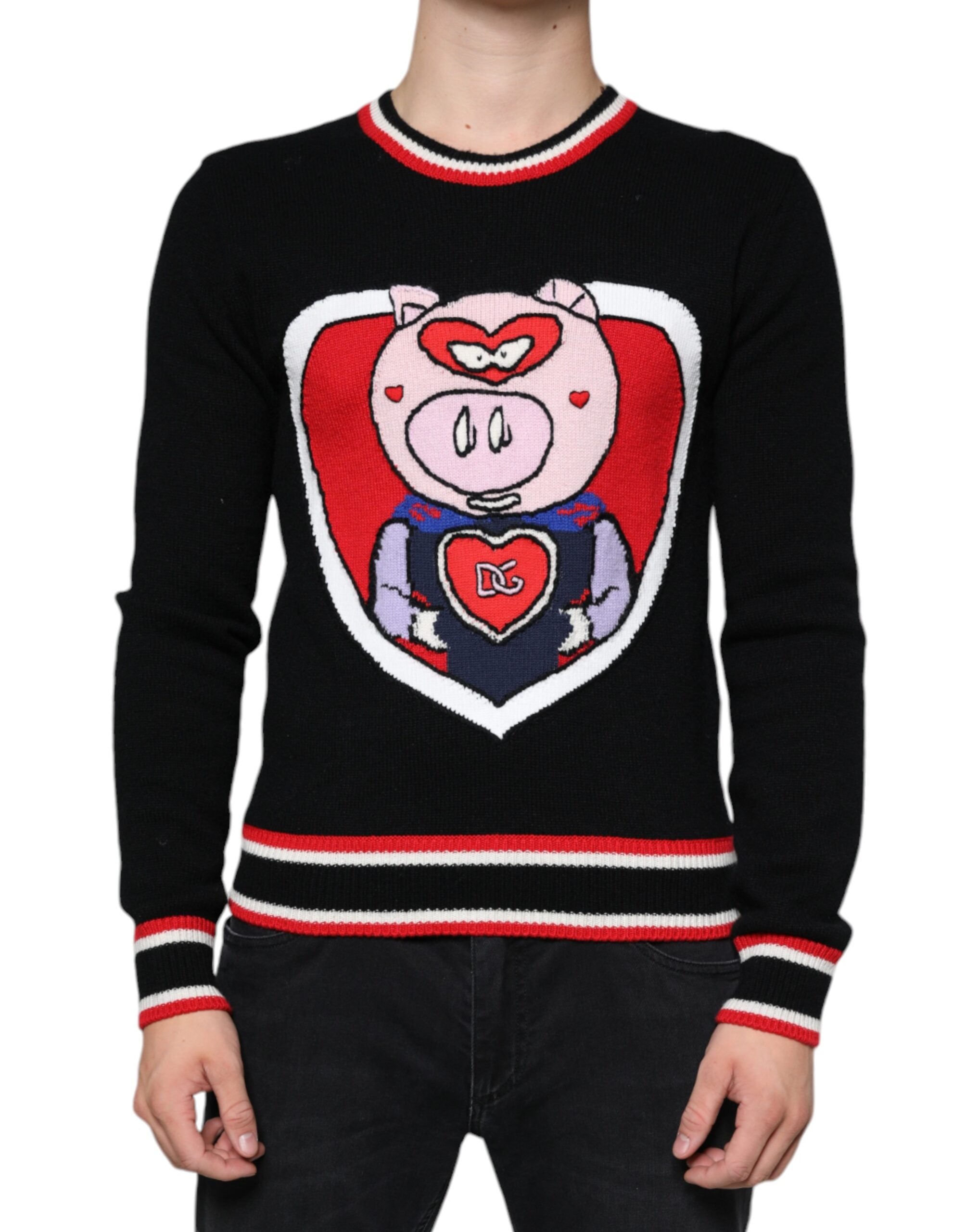 Dolce & Gabbana Schwarzer Kaschmir-Pullover Schwein des Jahres-2