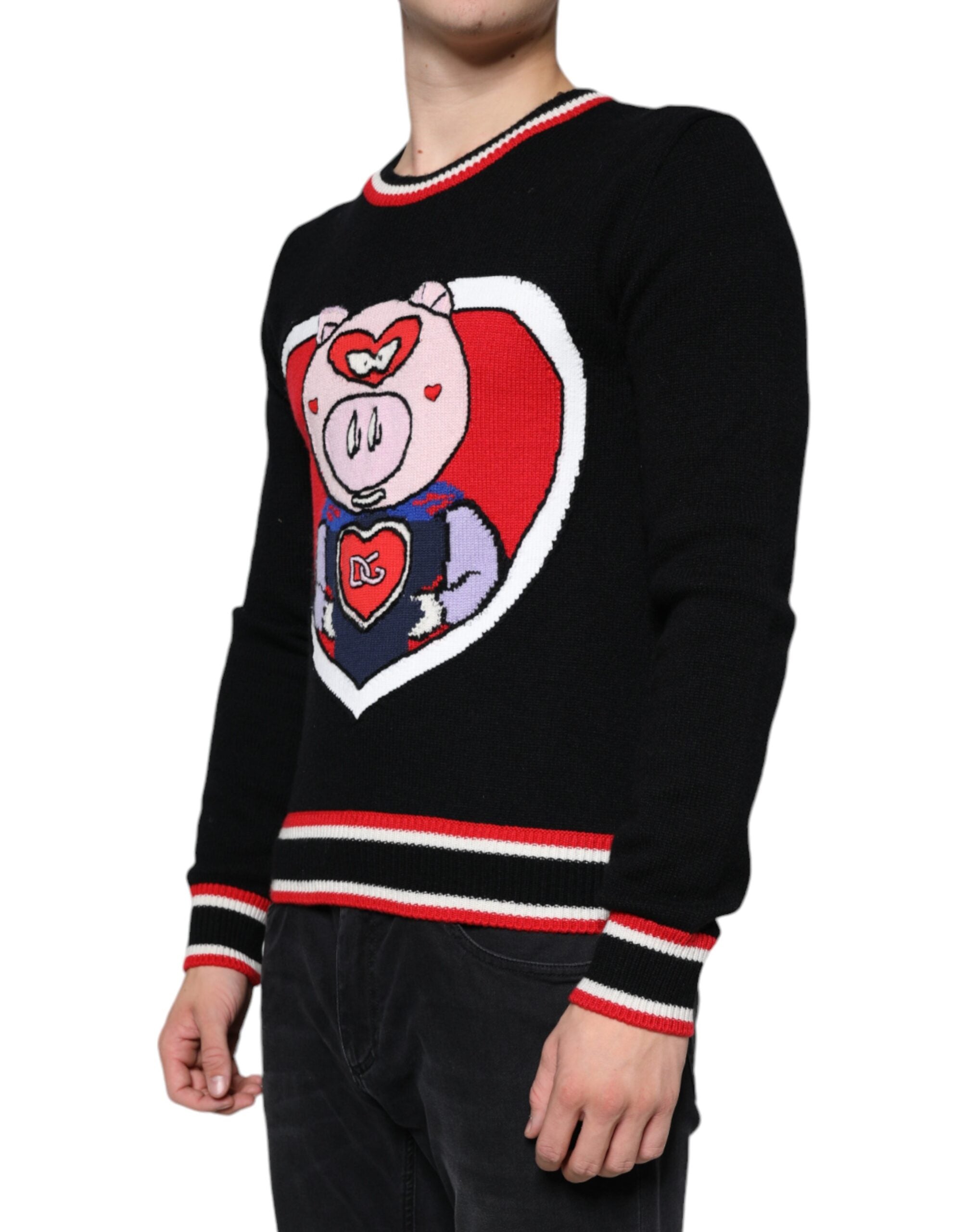 Dolce & Gabbana Schwarzer Kaschmir-Pullover Schwein des Jahres-3