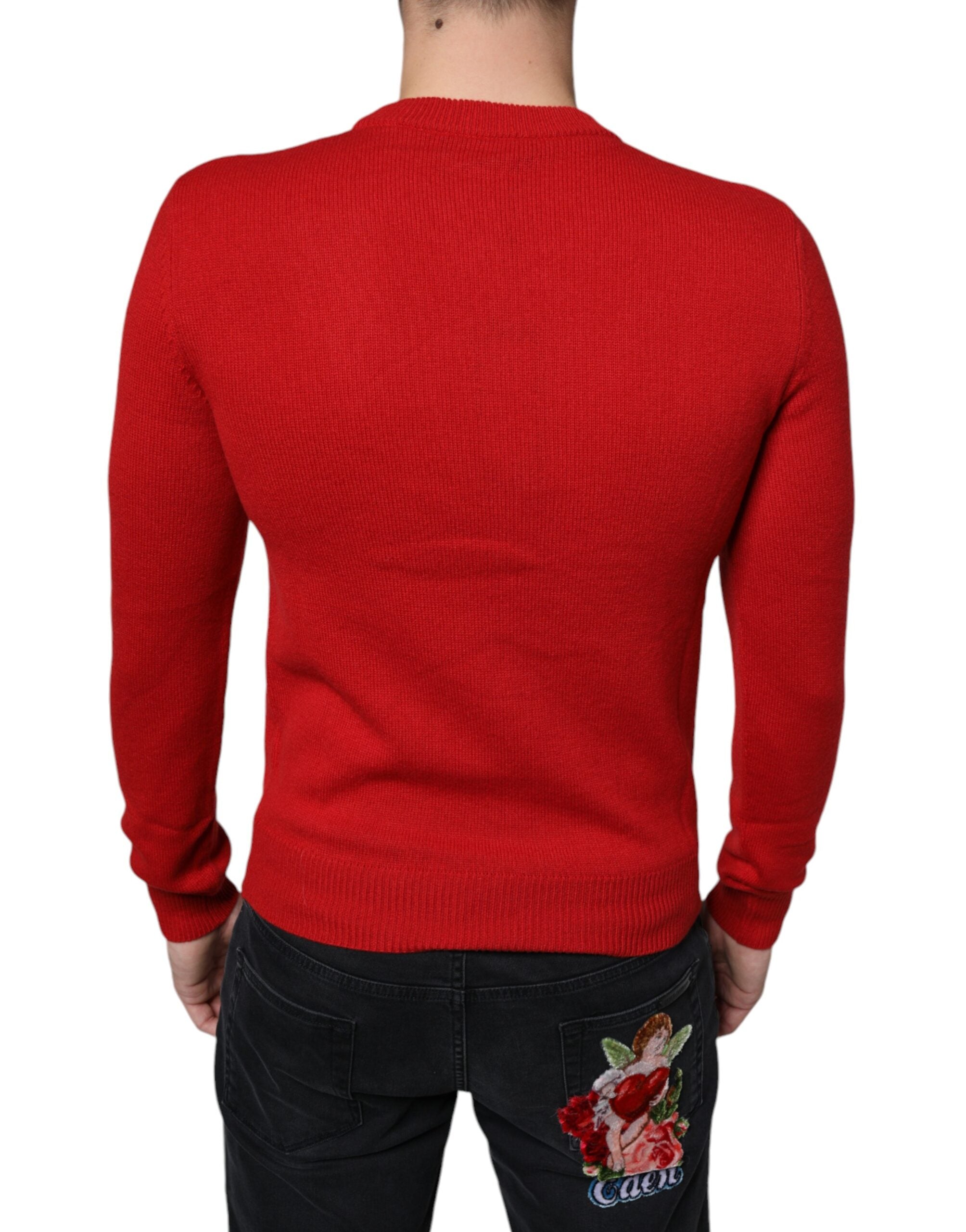 Dolce & Gabbana Rotes I'm The King Sweatshirt mit Rundhalsausschnitt aus Wolle Pullover-4