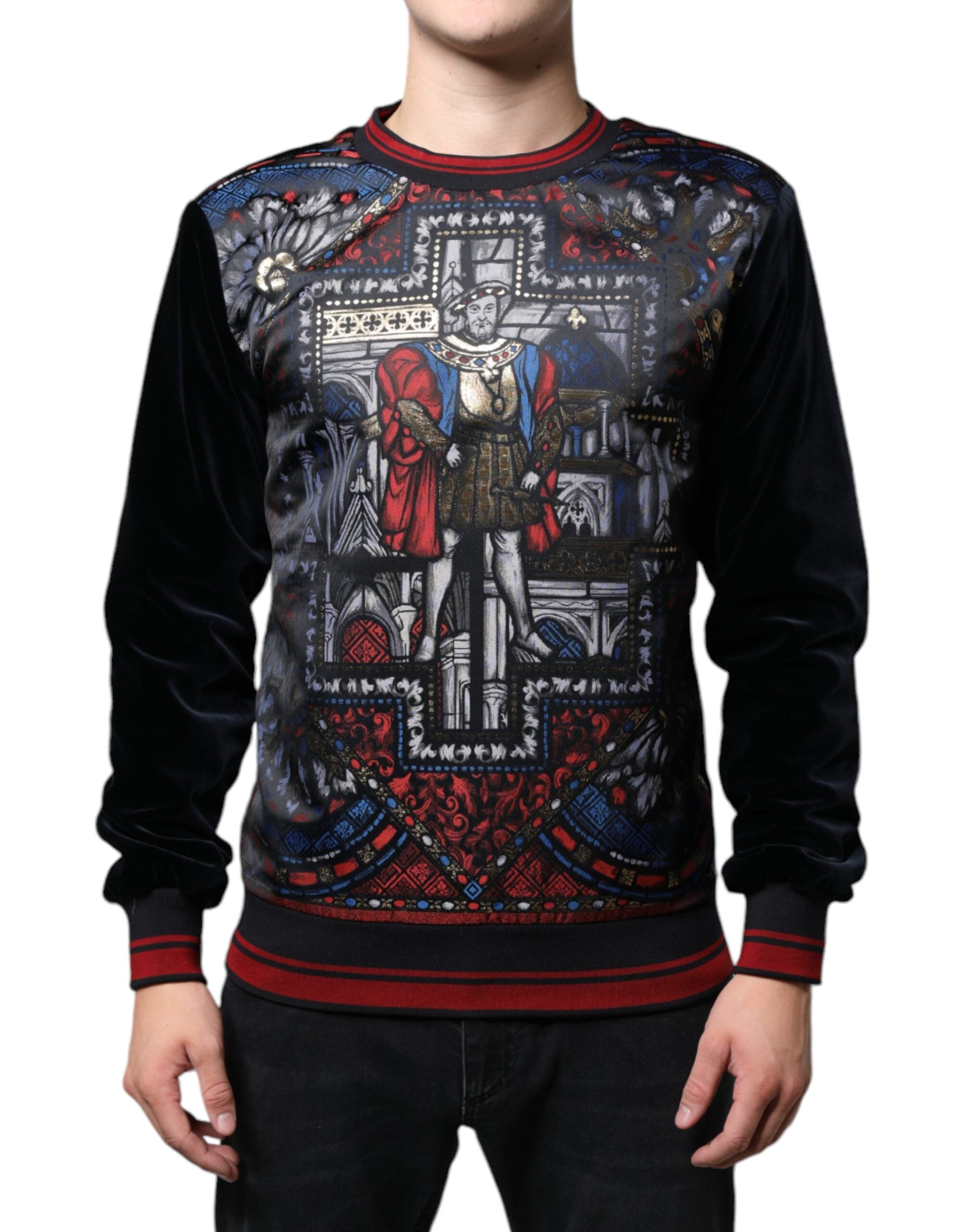 Dolce & Gabbana Multicolor Jacquard Rundhalsausschnitt Sweatshirt Pullover-2
