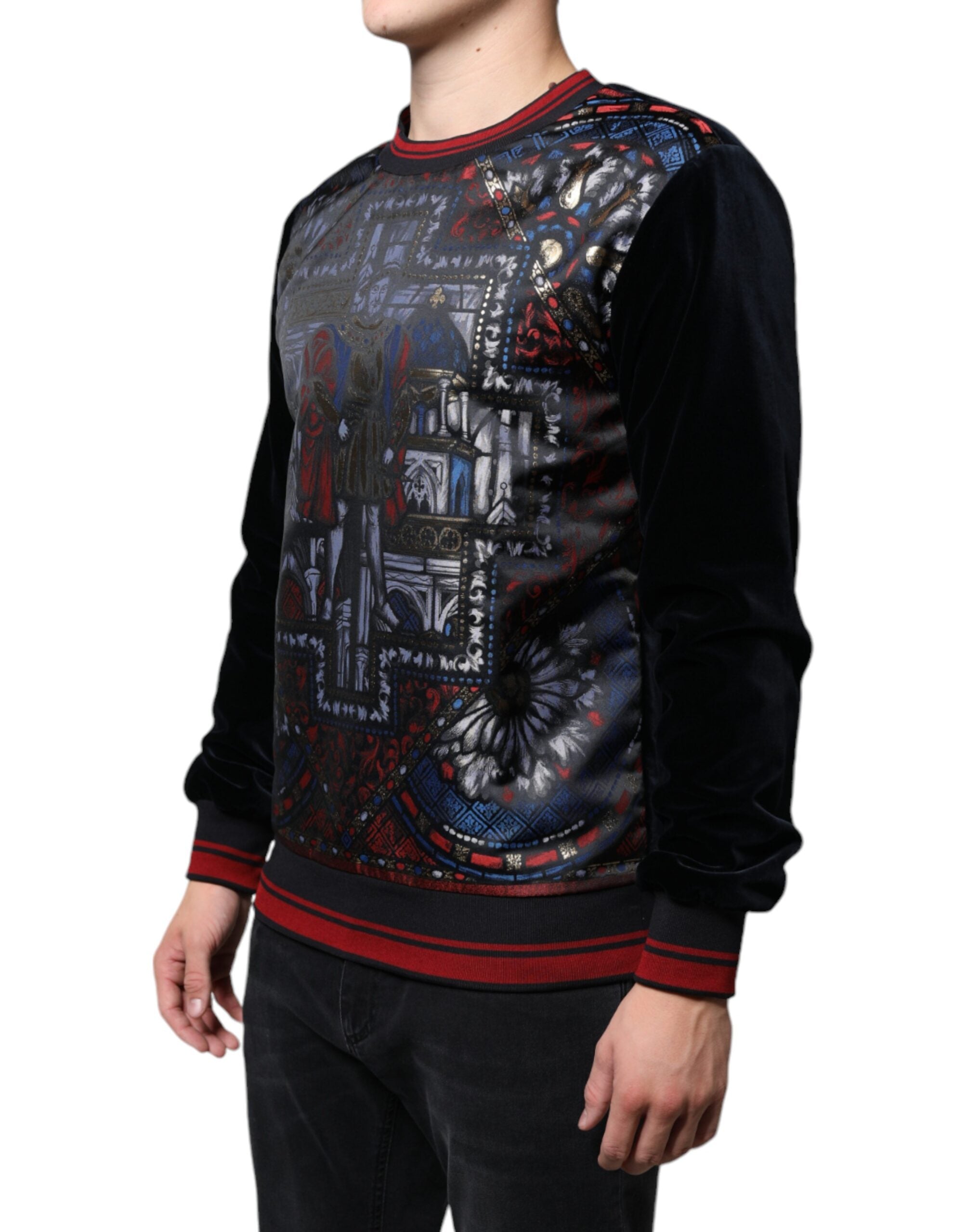 Dolce & Gabbana Multicolor Jacquard Rundhalsausschnitt Sweatshirt Pullover-3