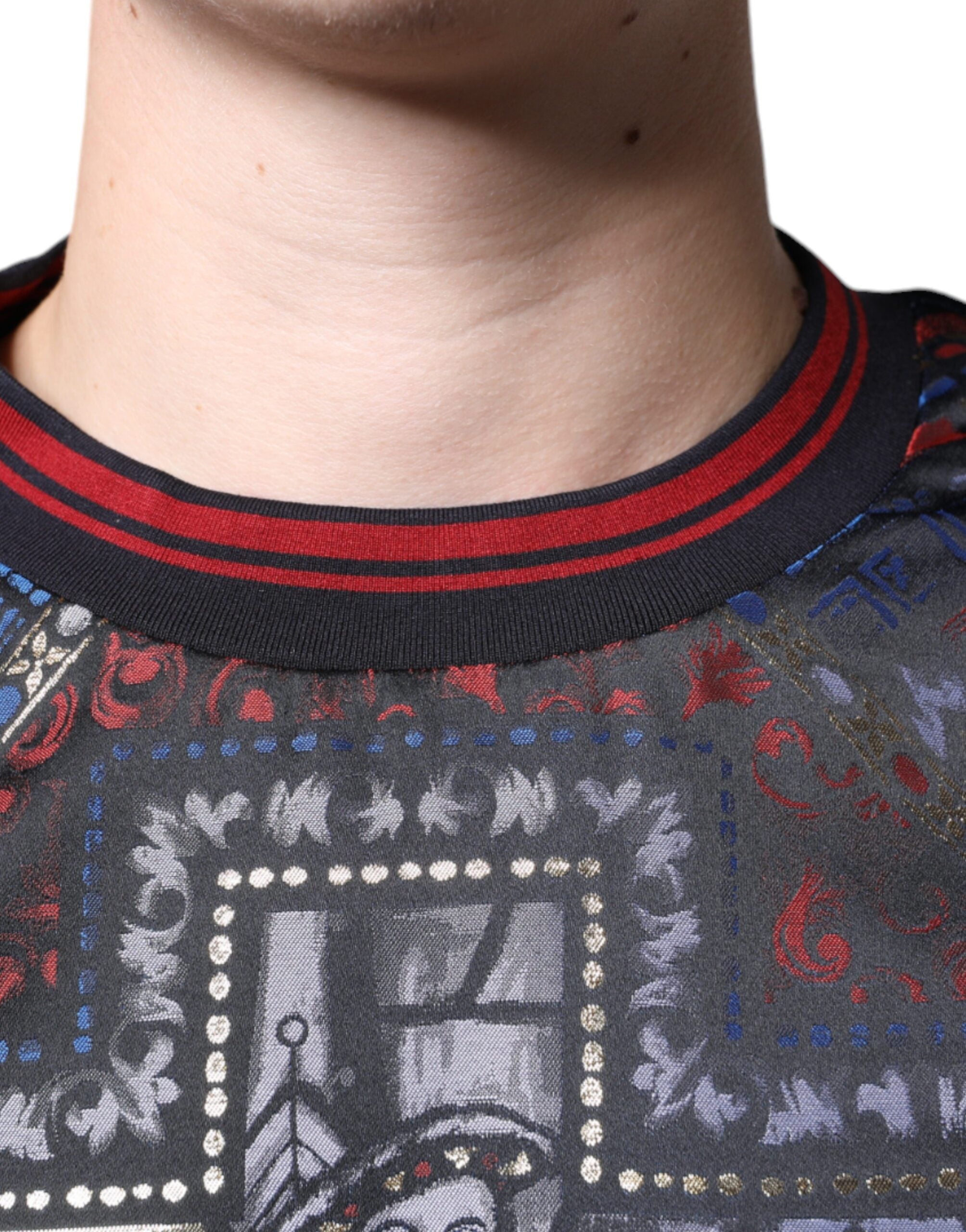 Dolce & Gabbana Multicolor Jacquard Rundhalsausschnitt Sweatshirt Pullover-5