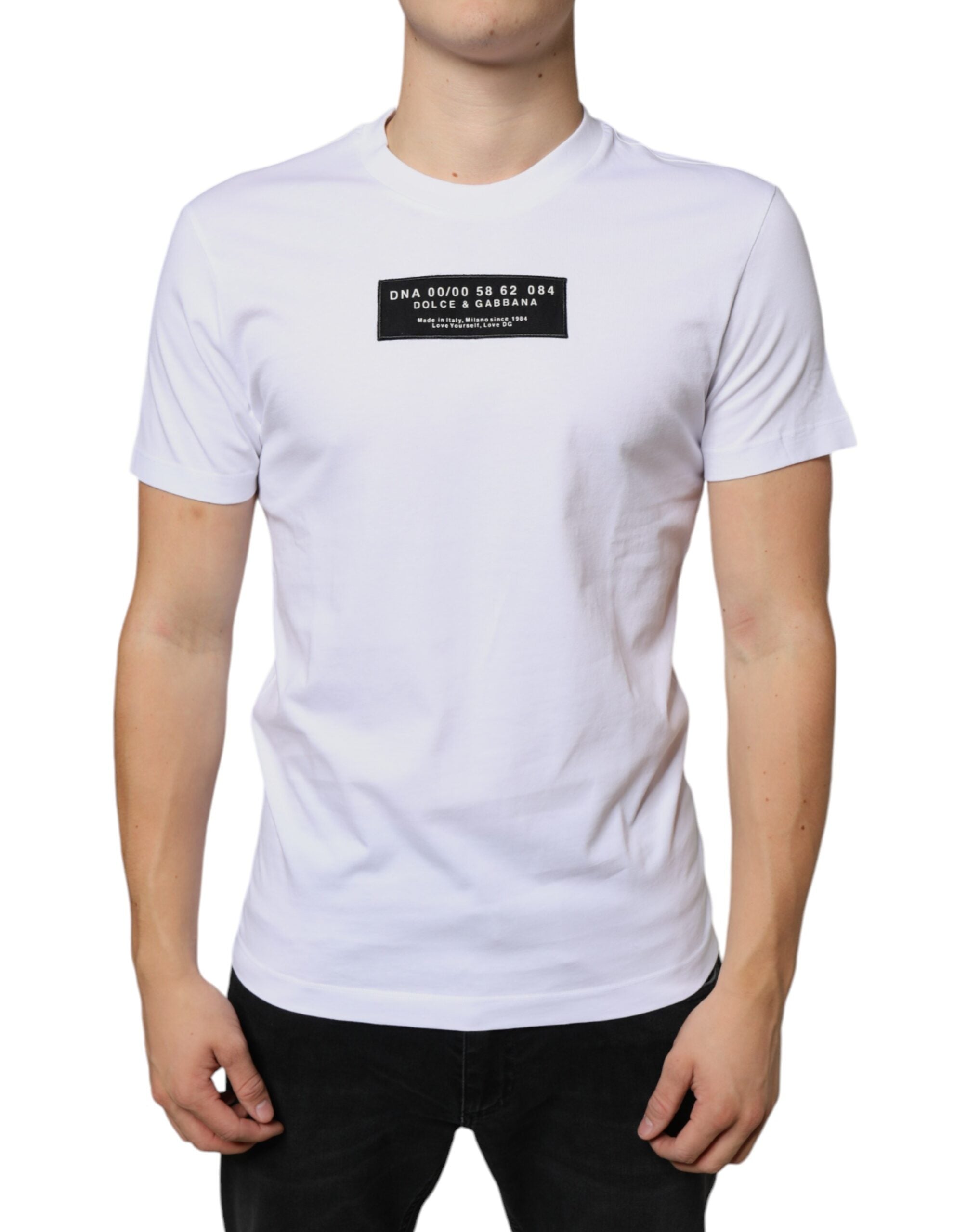 Dolce & Gabbana White Cotton T-Shirt with DG Appliqués