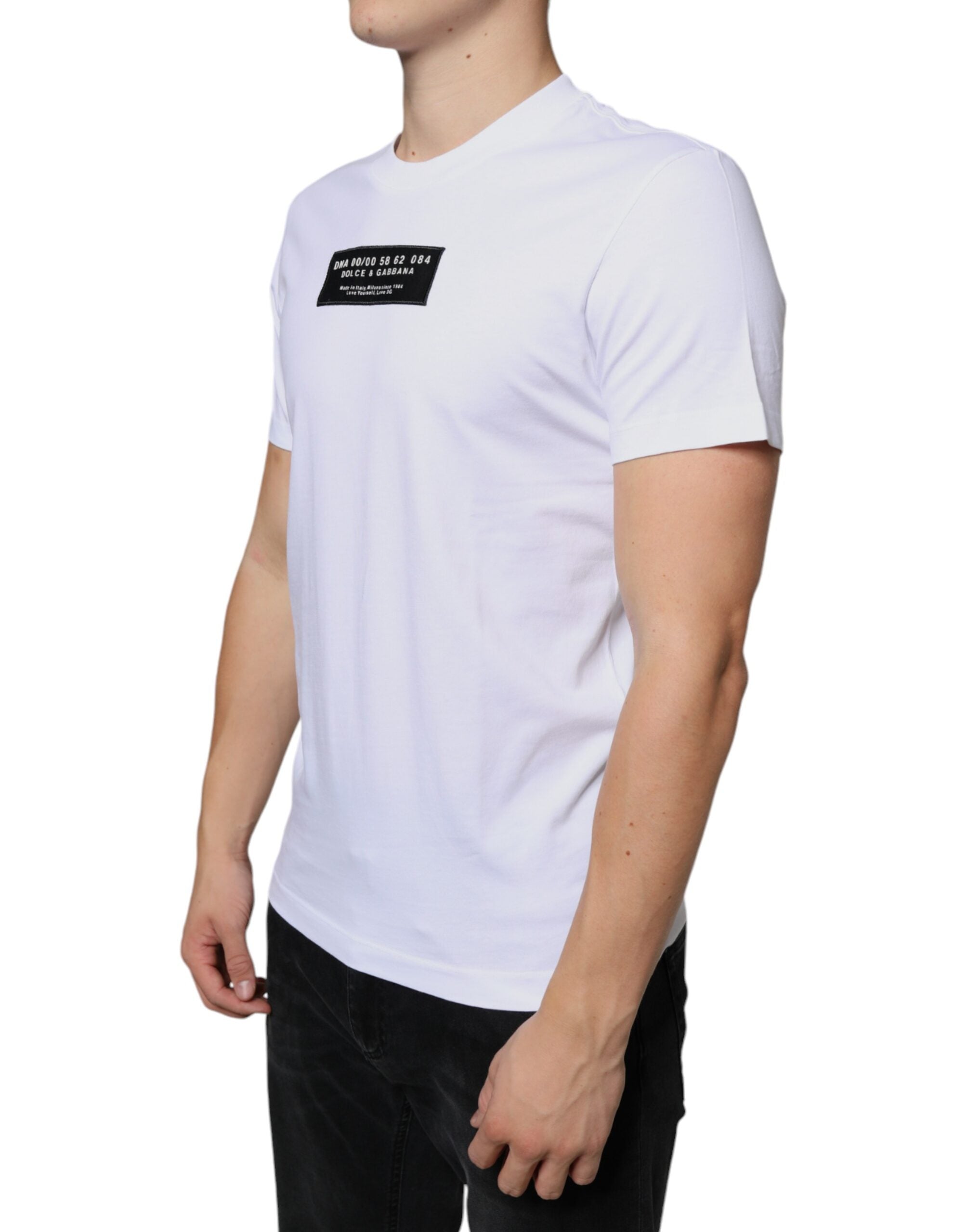 Dolce & Gabbana White Cotton T-Shirt with DG Appliqués-3