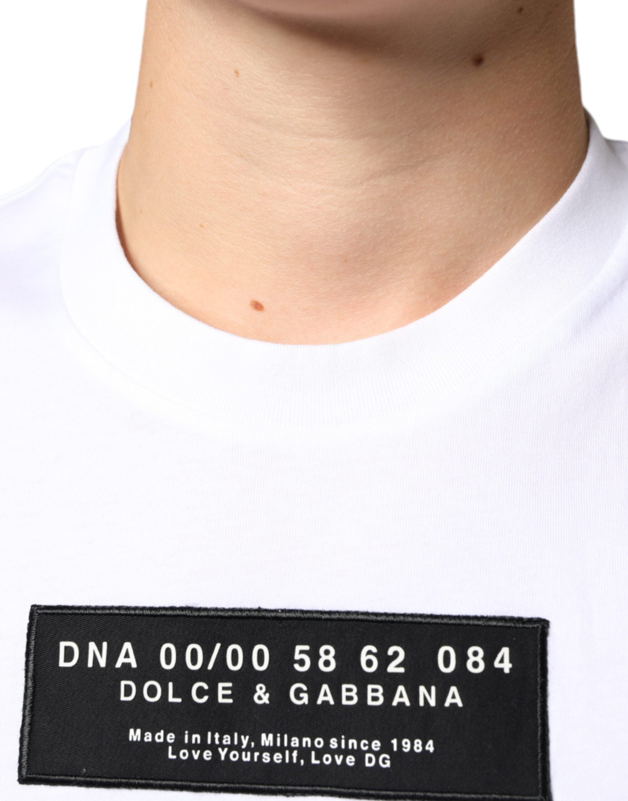 Dolce & Gabbana White Cotton T-Shirt with DG Appliqués-5