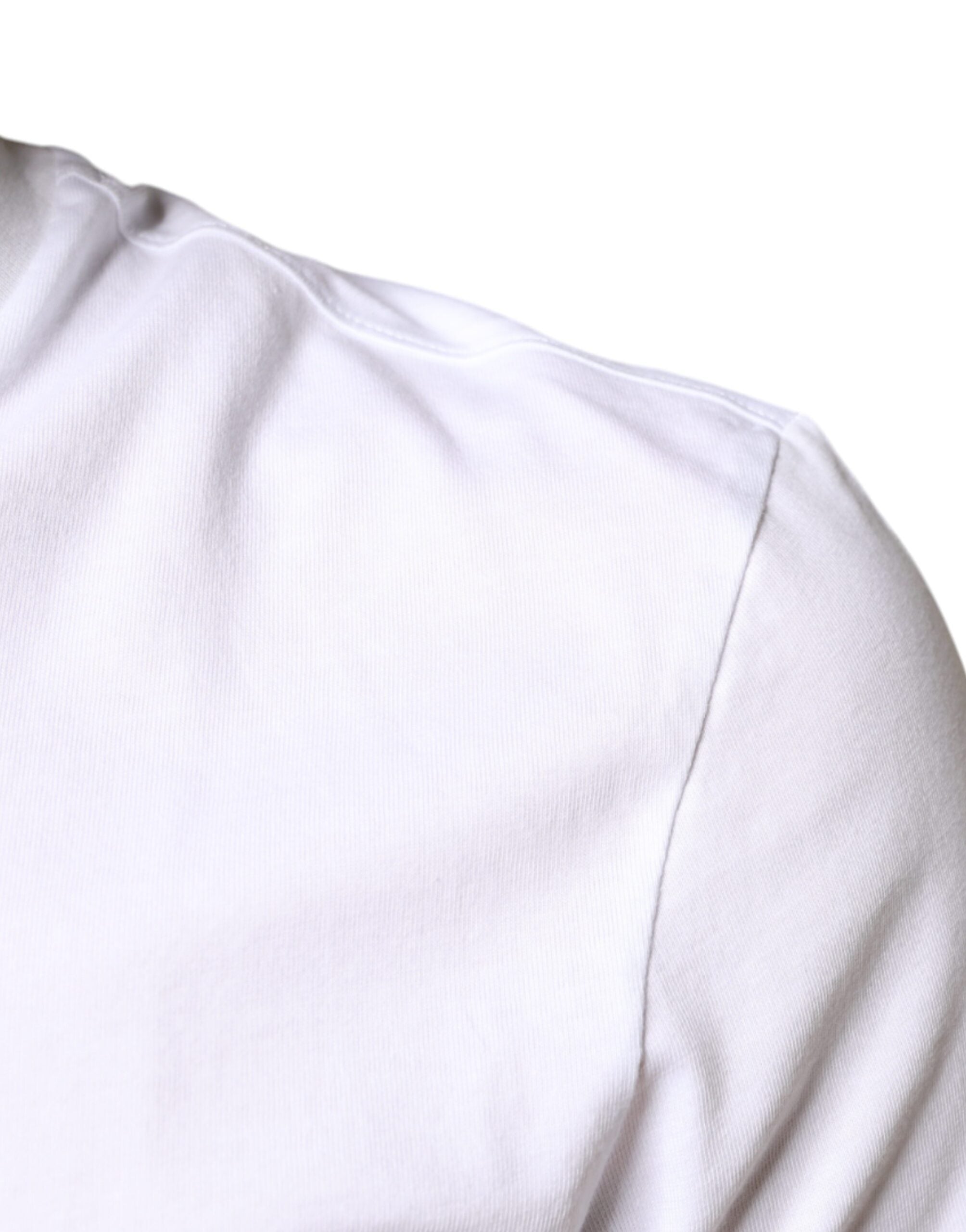 Dolce & Gabbana White Cotton T-Shirt with DG Appliqués-6