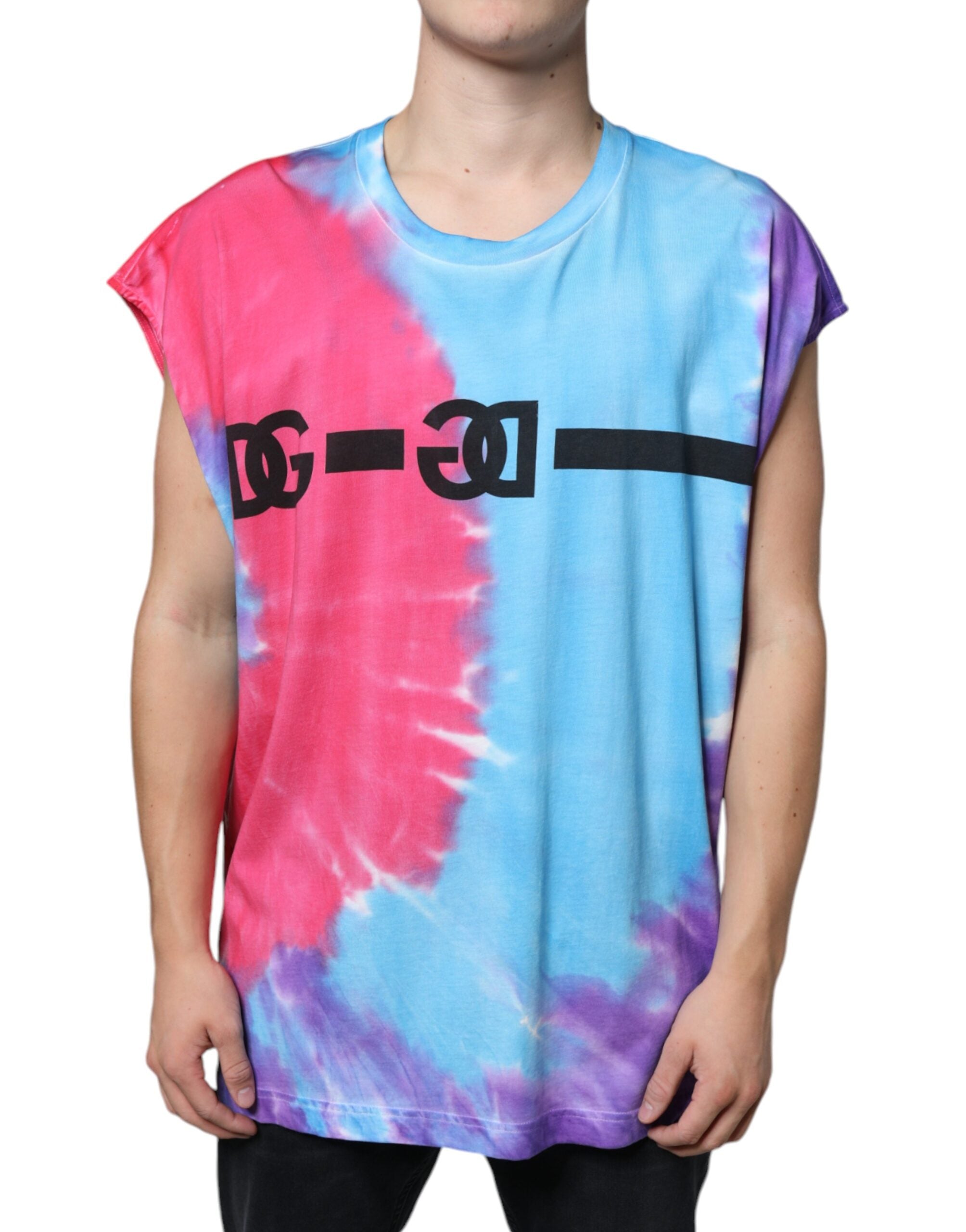 Dolce & Gabbana Multicolor Tie Dye Baumwoll-T-Shirt ohne Ärmel-2