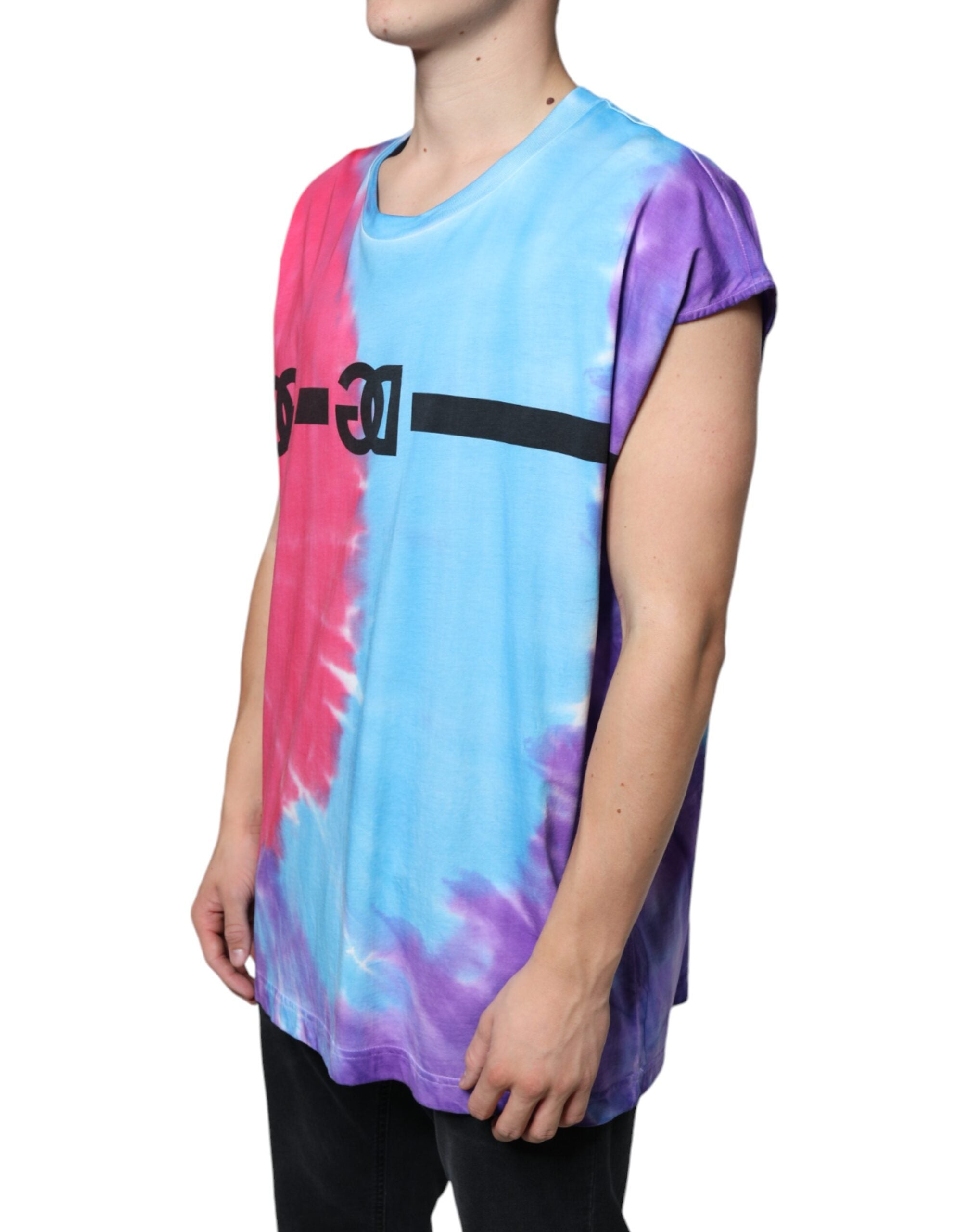 Dolce & Gabbana Multicolor Tie Dye Baumwoll-T-Shirt ohne Ärmel-3