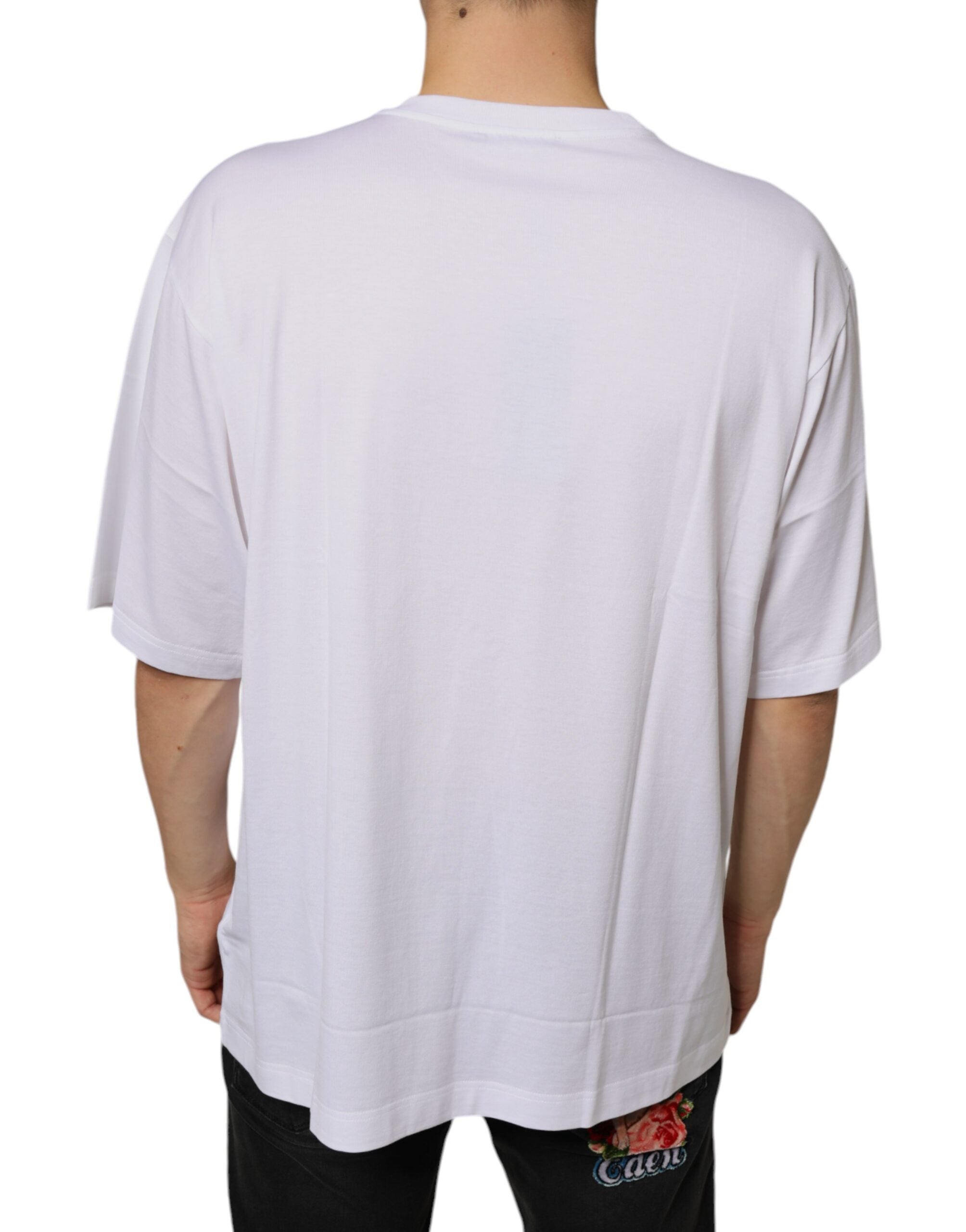 Dolce & Gabbana White Metal DG Logo Cotton Short Sleeve T-Shirt-4