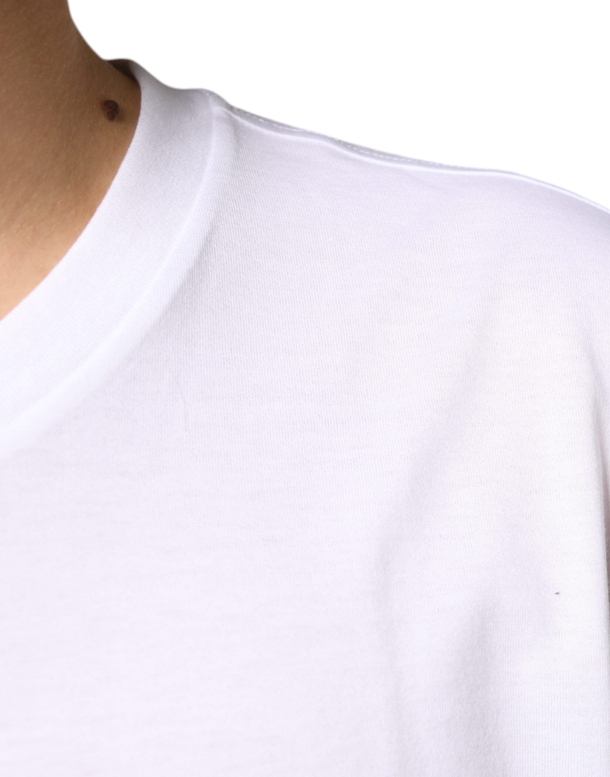 Dolce & Gabbana White Metal DG Logo Cotton Short Sleeve T-Shirt-6