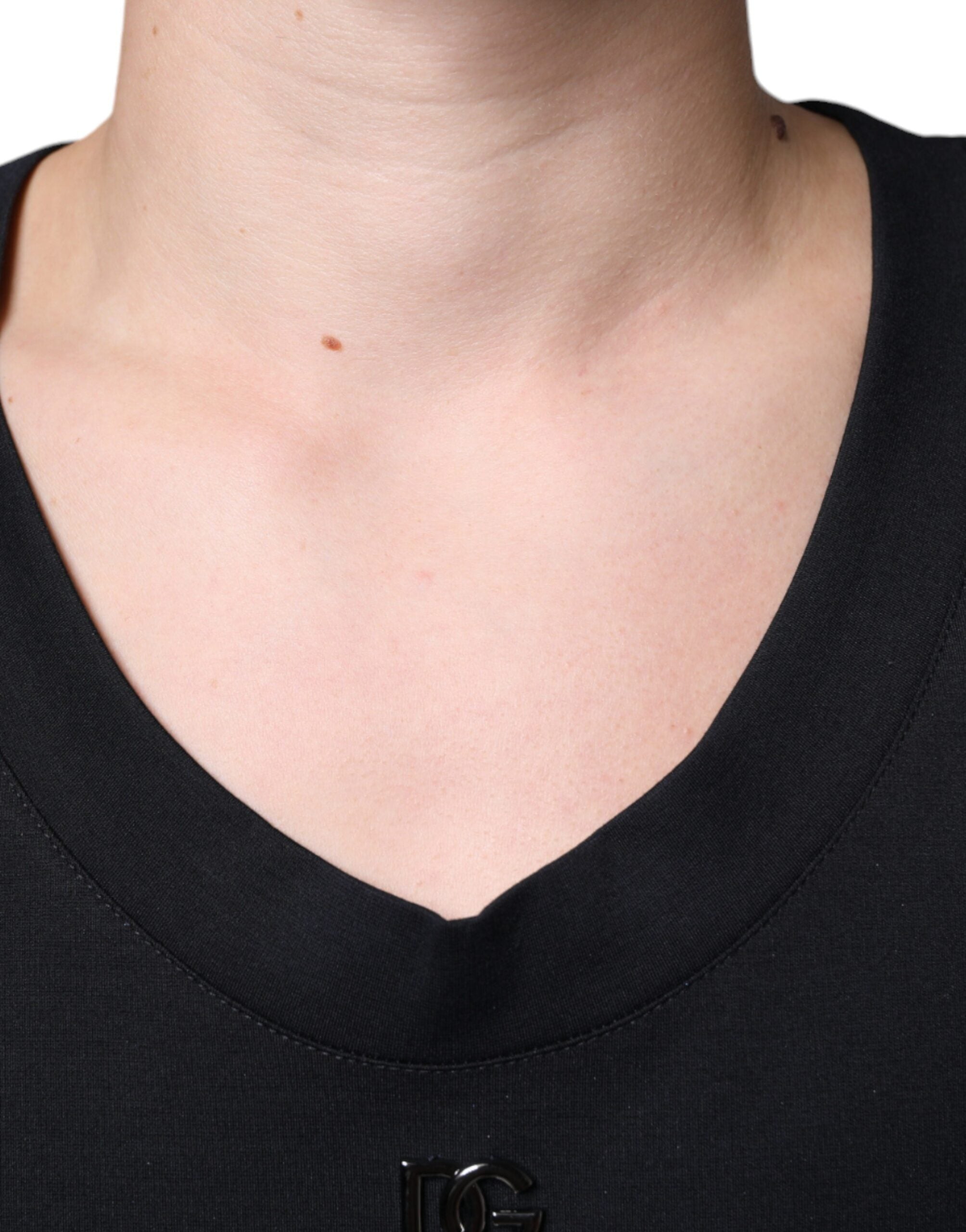 Dolce & Gabbana Black Cotton Sleeveless T-Shirt "Born To Be Free"-5
