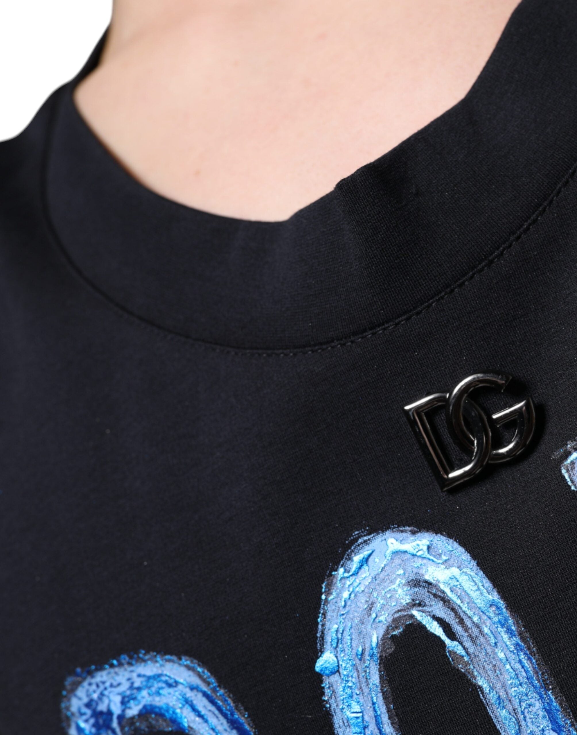 Dolce & Gabbana Black Cotton Sleeveless T-Shirt "Born To Be Free"-6