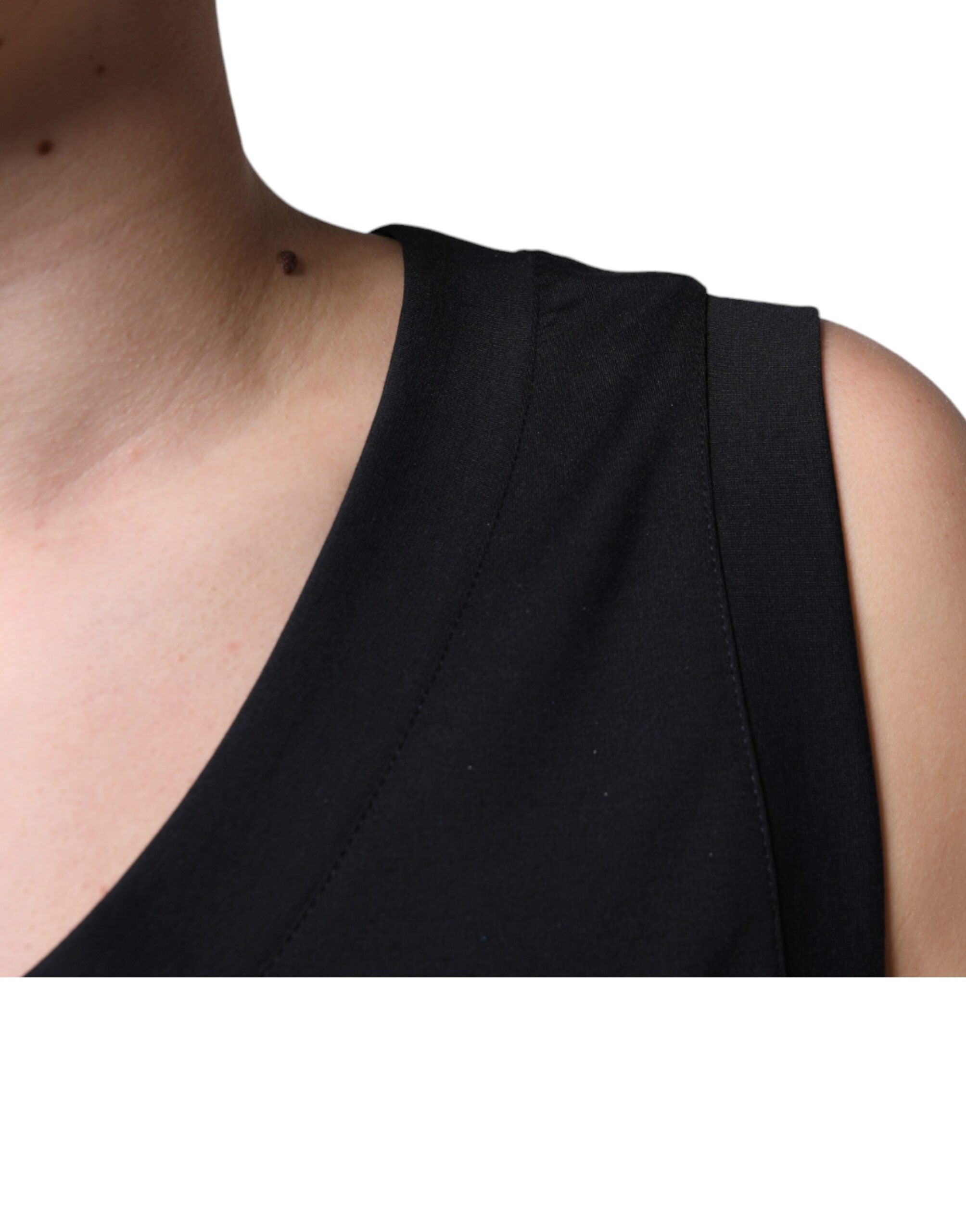 Dolce & Gabbana Black Cotton Sleeveless T-Shirt "Born To Be Free"-8