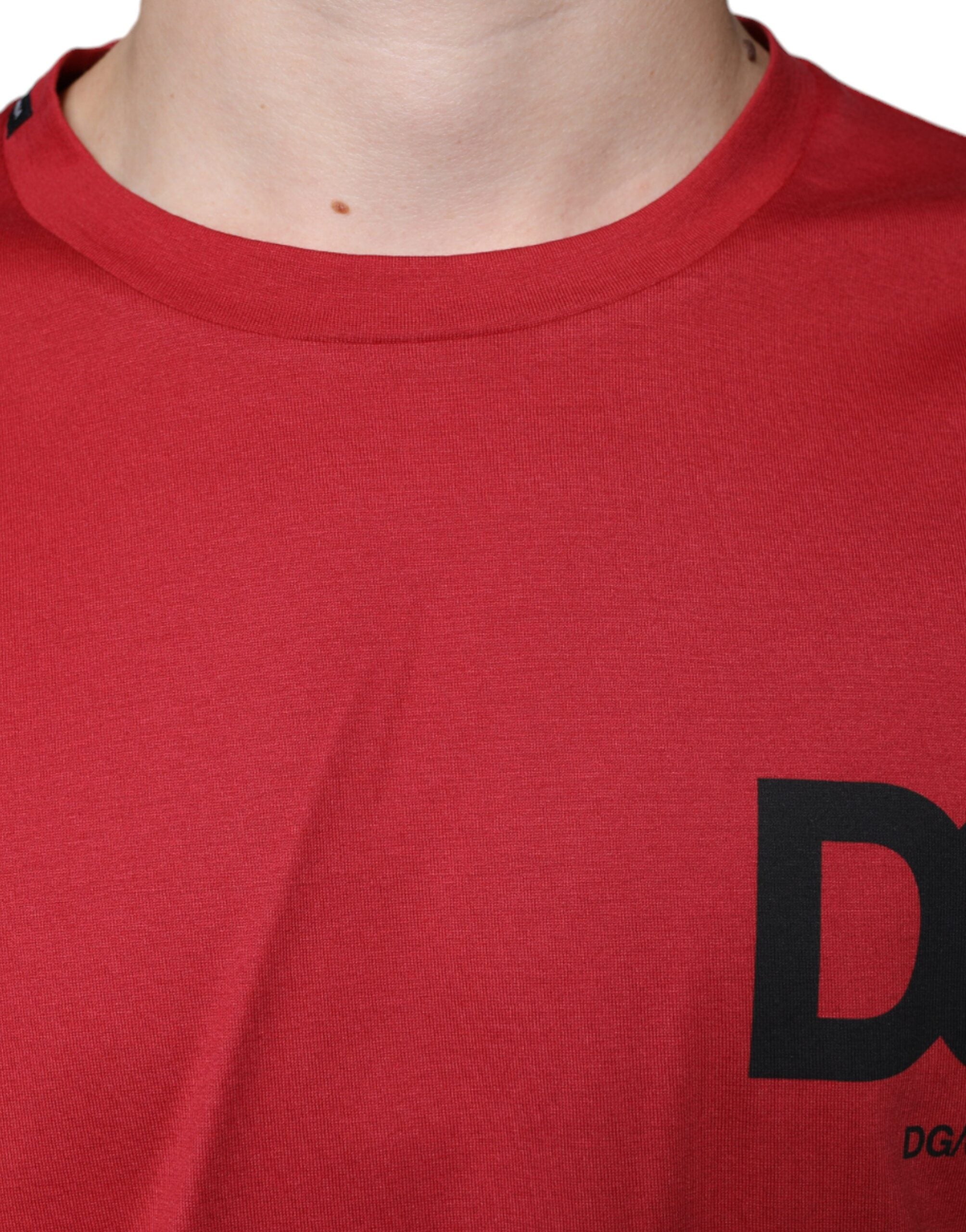 Dolce & Gabbana red T-shirt with round neck and DG logo print, made of cotton-5