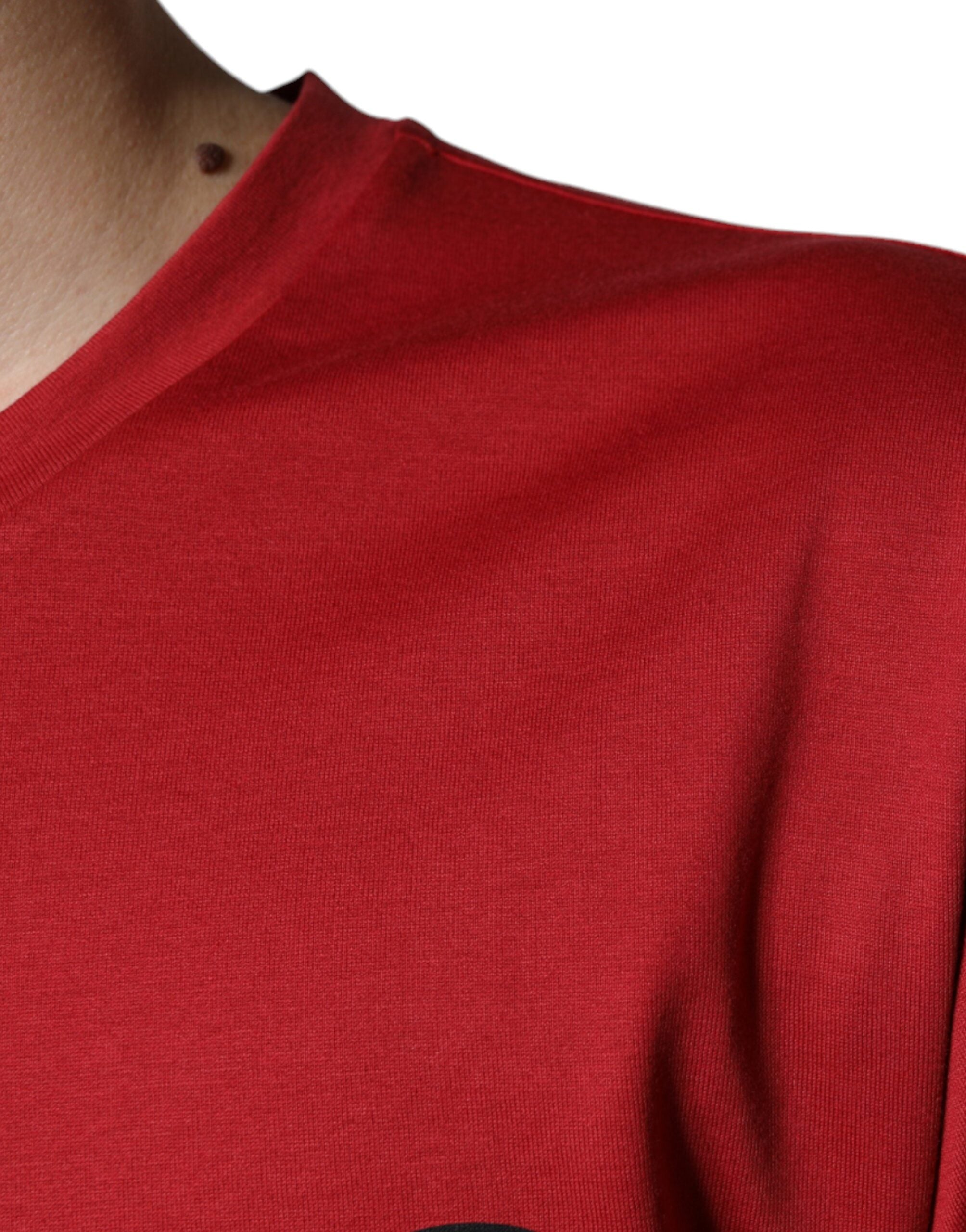 Dolce & Gabbana red T-shirt with round neck and DG logo print, made of cotton-6