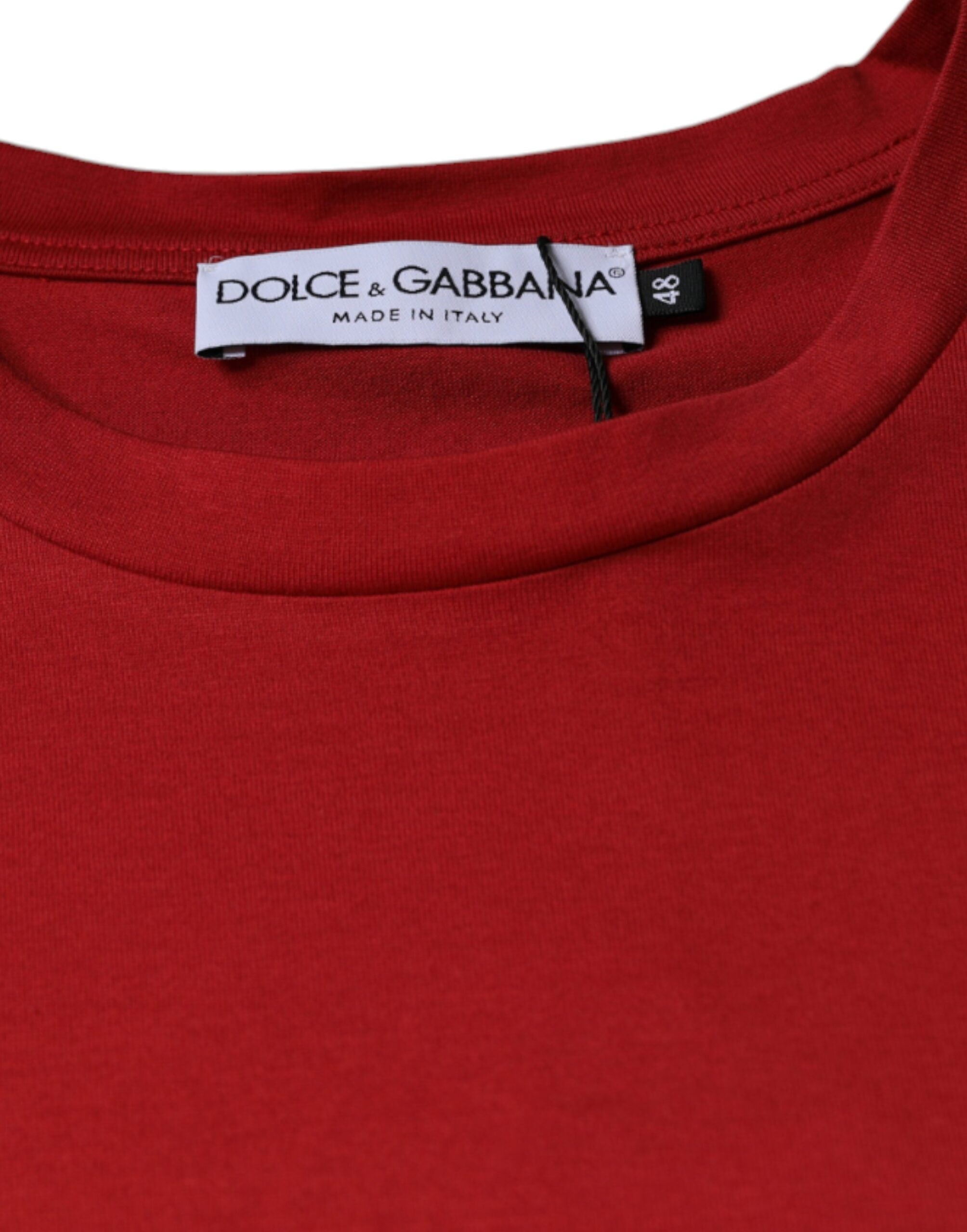 Dolce & Gabbana red T-shirt with round neck and DG logo print, made of cotton-7