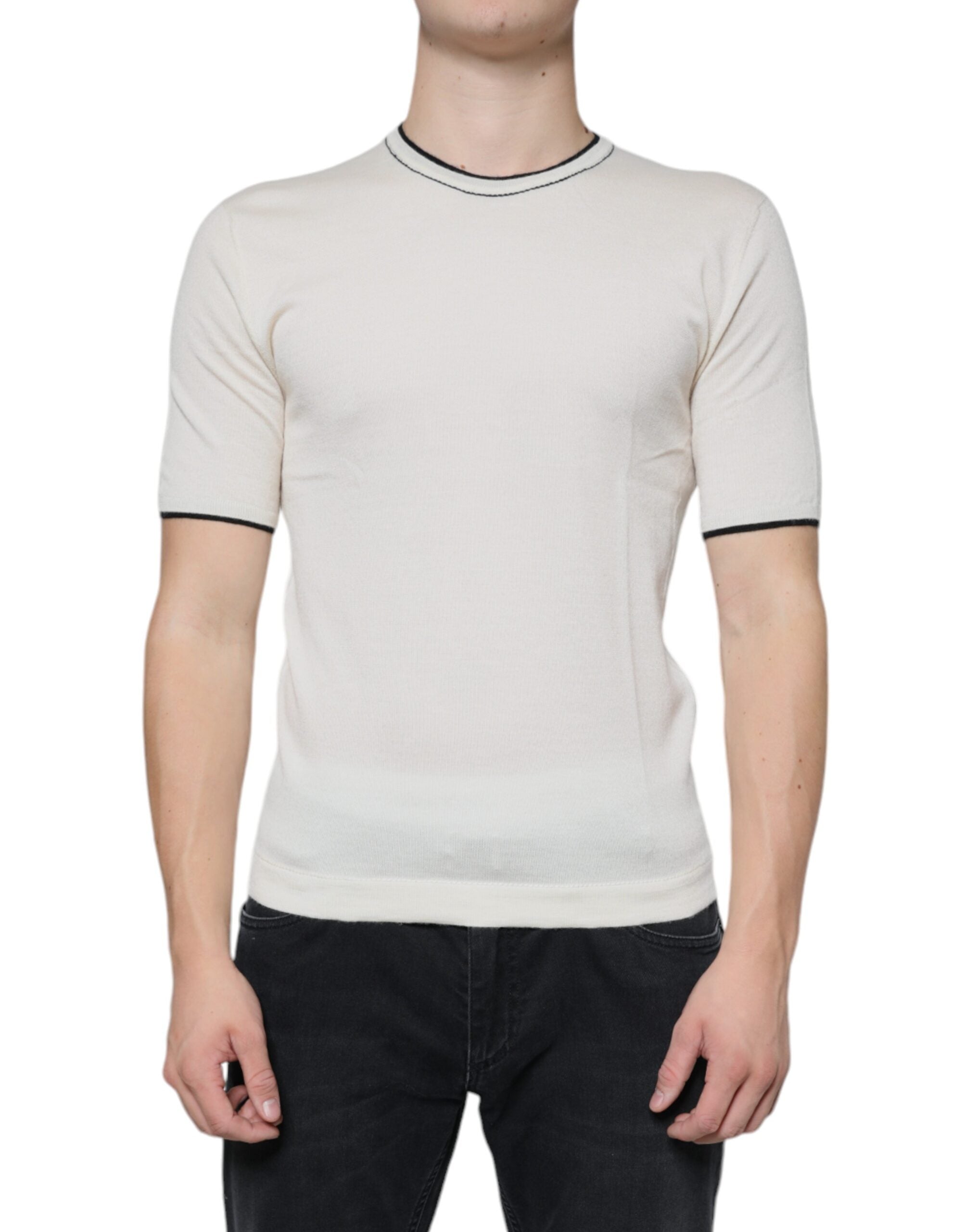 Dolce & Gabbana White Cashmere Short-Sleeved T-Shirt