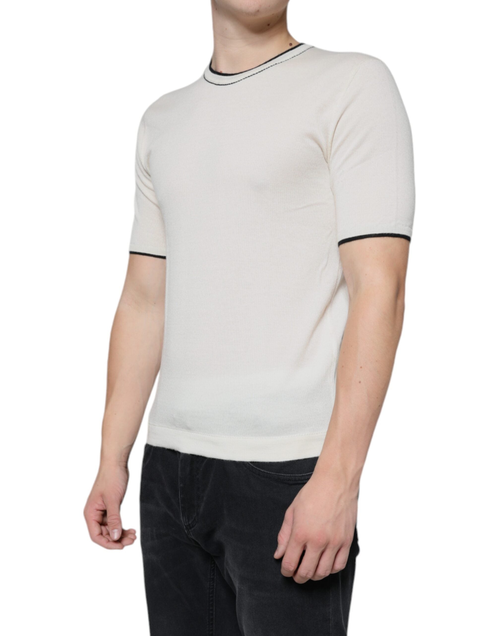 Camiseta de manga corta de cachemira blanca de Dolce & Gabbana-3