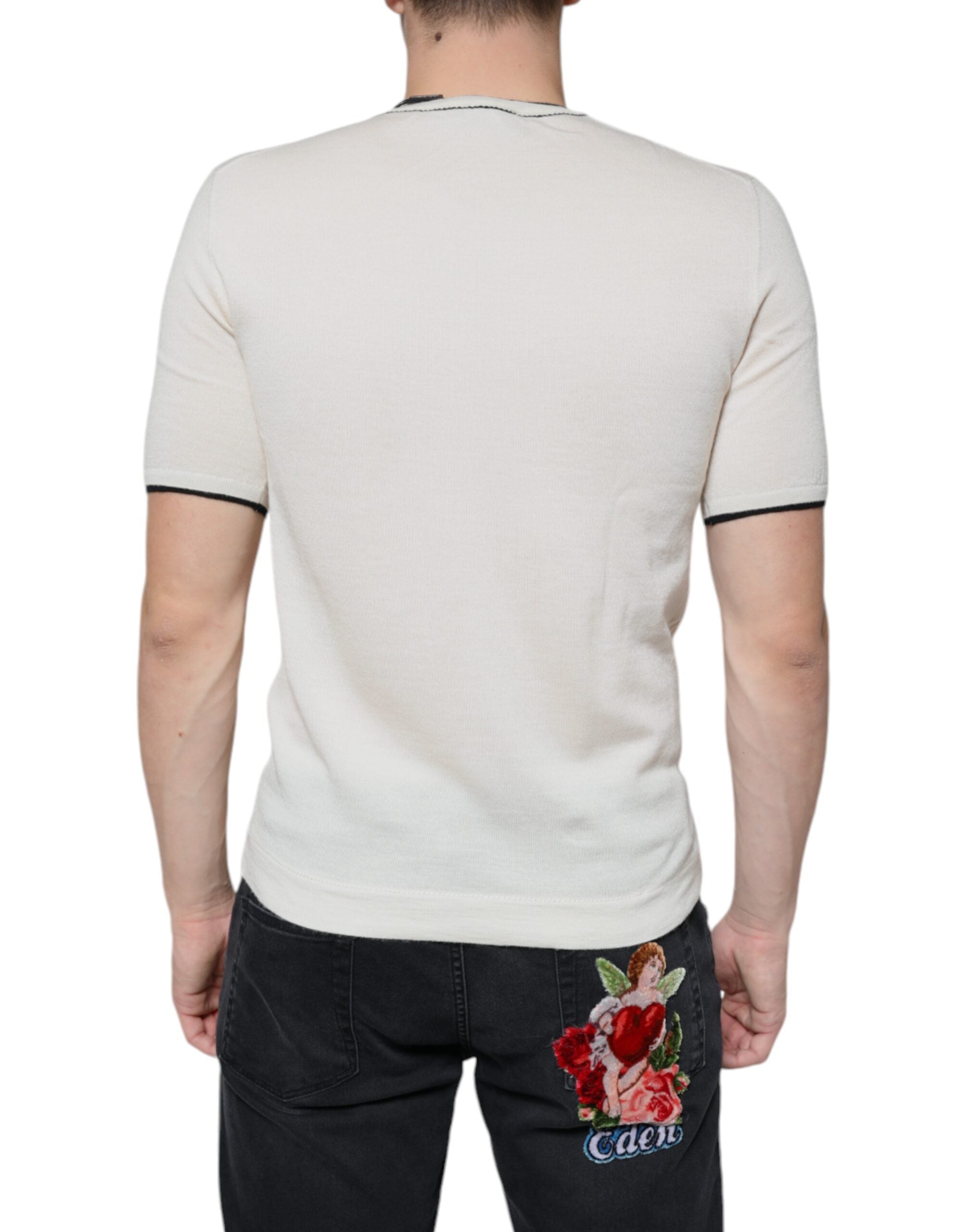 Camiseta de manga corta de cachemira blanca de Dolce & Gabbana-4