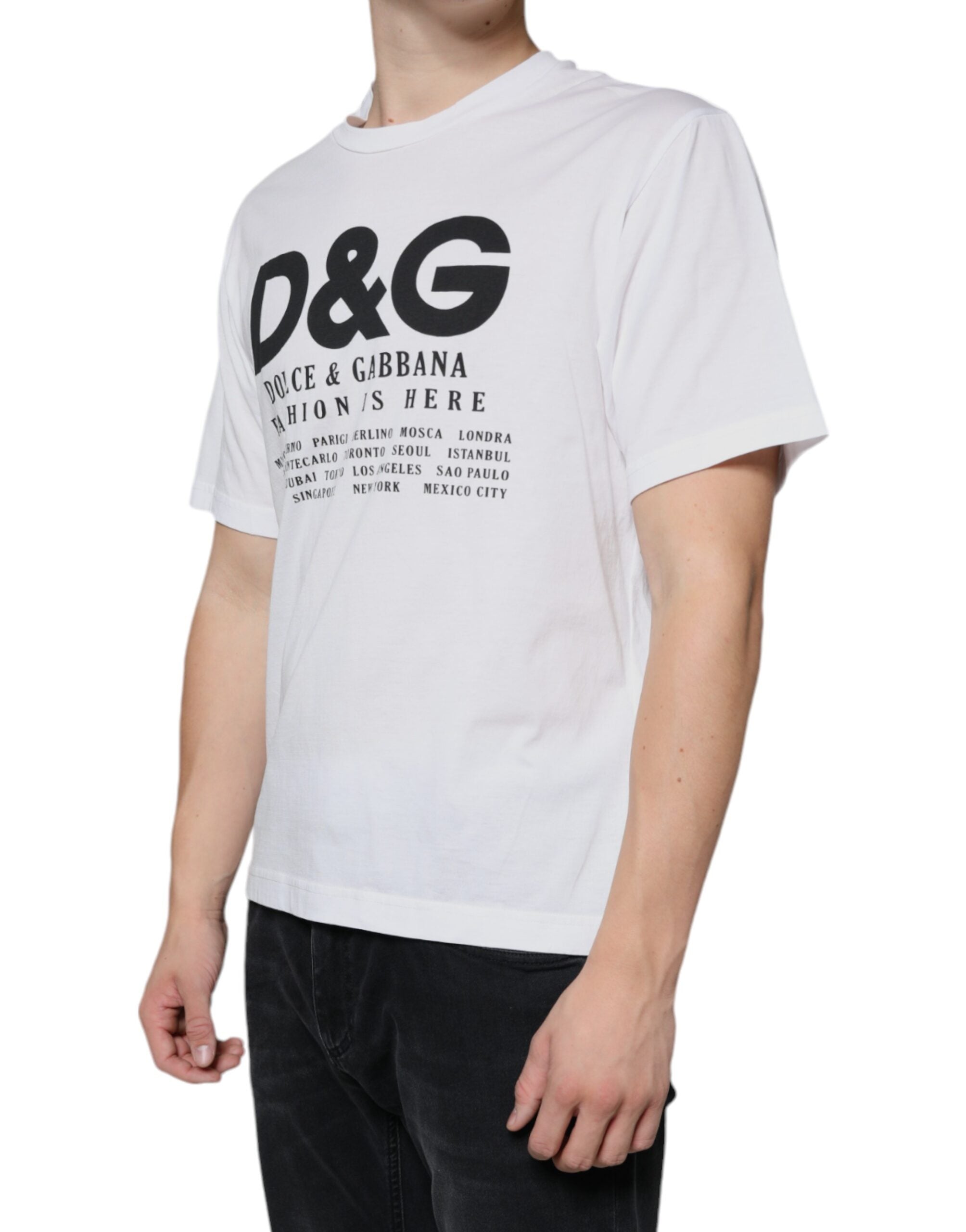 Dolce & Gabbana Weißes Baumwoll-T-Shirt mit DG-Logo-Aufdruck-3
